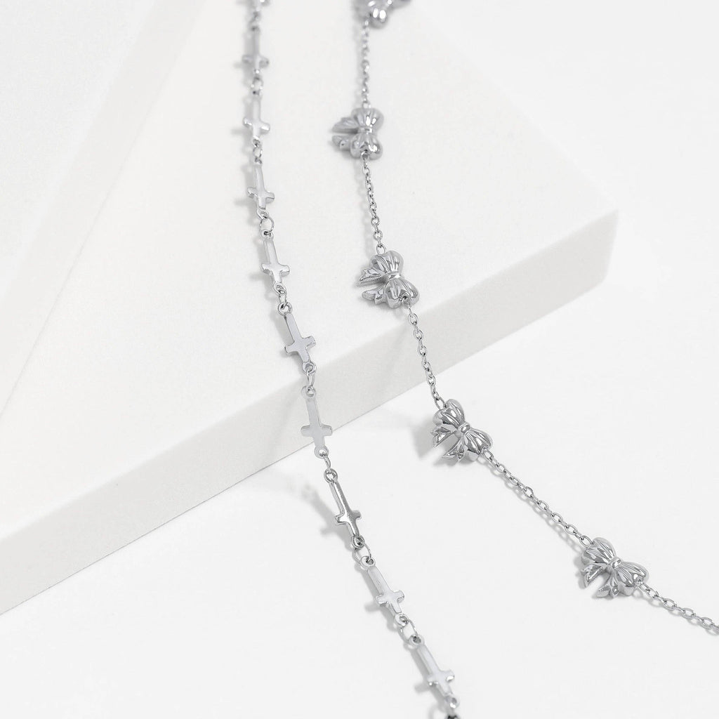 18K Gold PVD Stainless Steel Cross Chain Bracelet: Gold