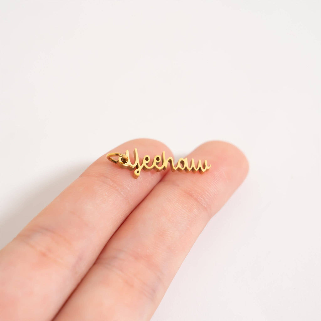 18K Gold PVD Stainless Steel Yeehaw Charm: Gold