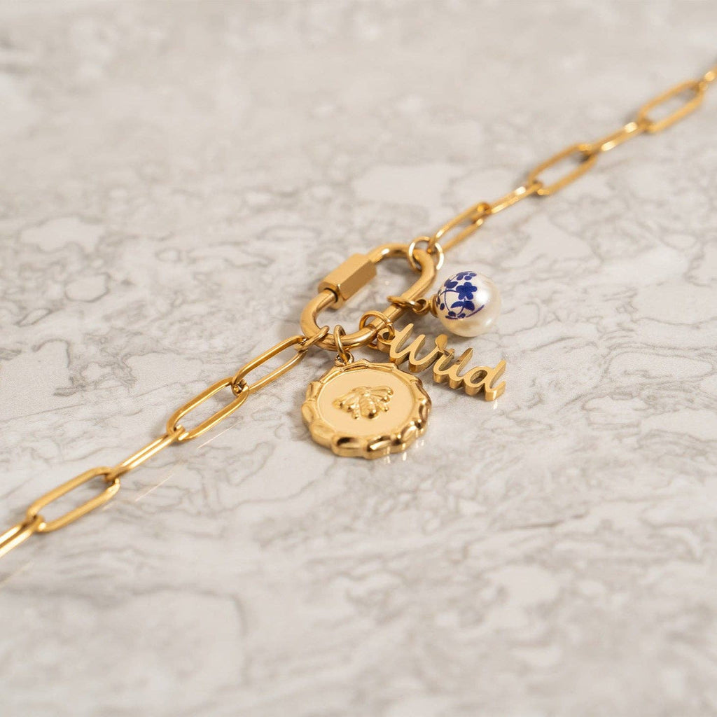 18K Gold PVD Stainless Steel Bee Pendant: Gold