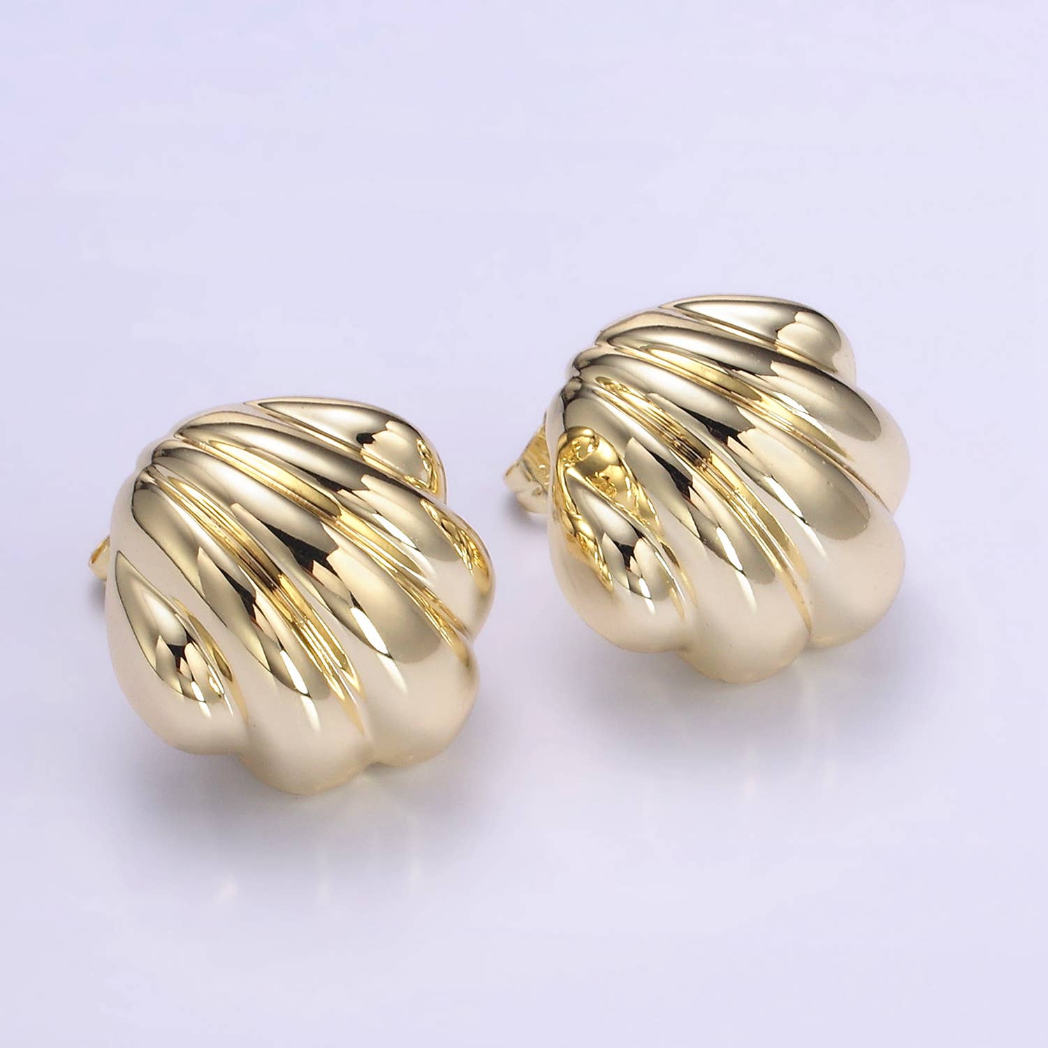 14K Gold Filled Lightweight Puffed Croissant Stud Earring