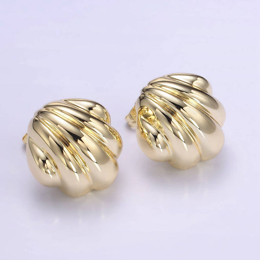 14K Gold Filled Lightweight Puffed Croissant Stud Earring