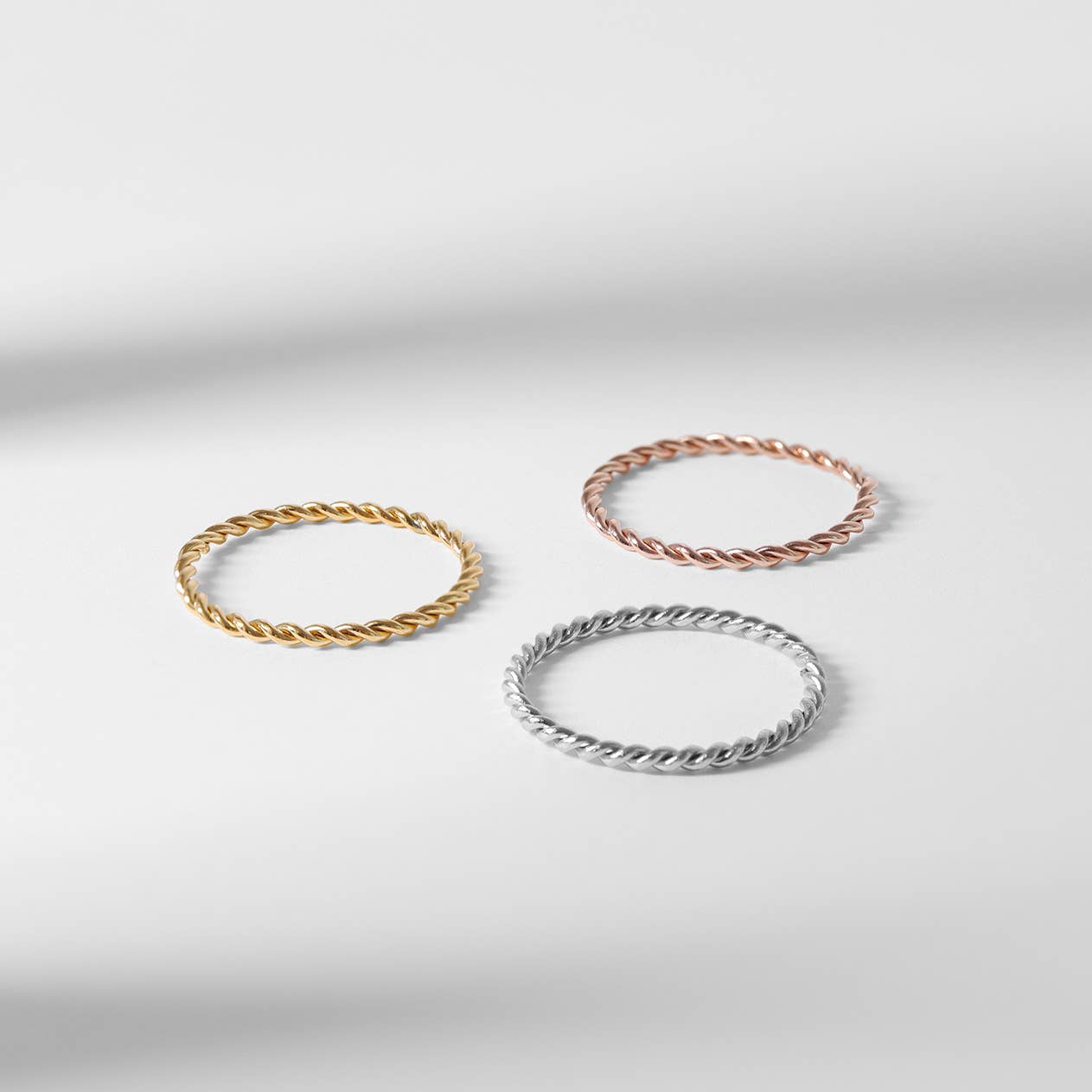 Stainless Steel Braided Stacking Ring - Hypoallergenic: Gold / 6