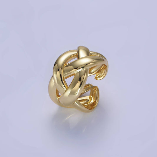 14K Gold Filled Multiple Band Fold Ring in Gold & Silver: Gold