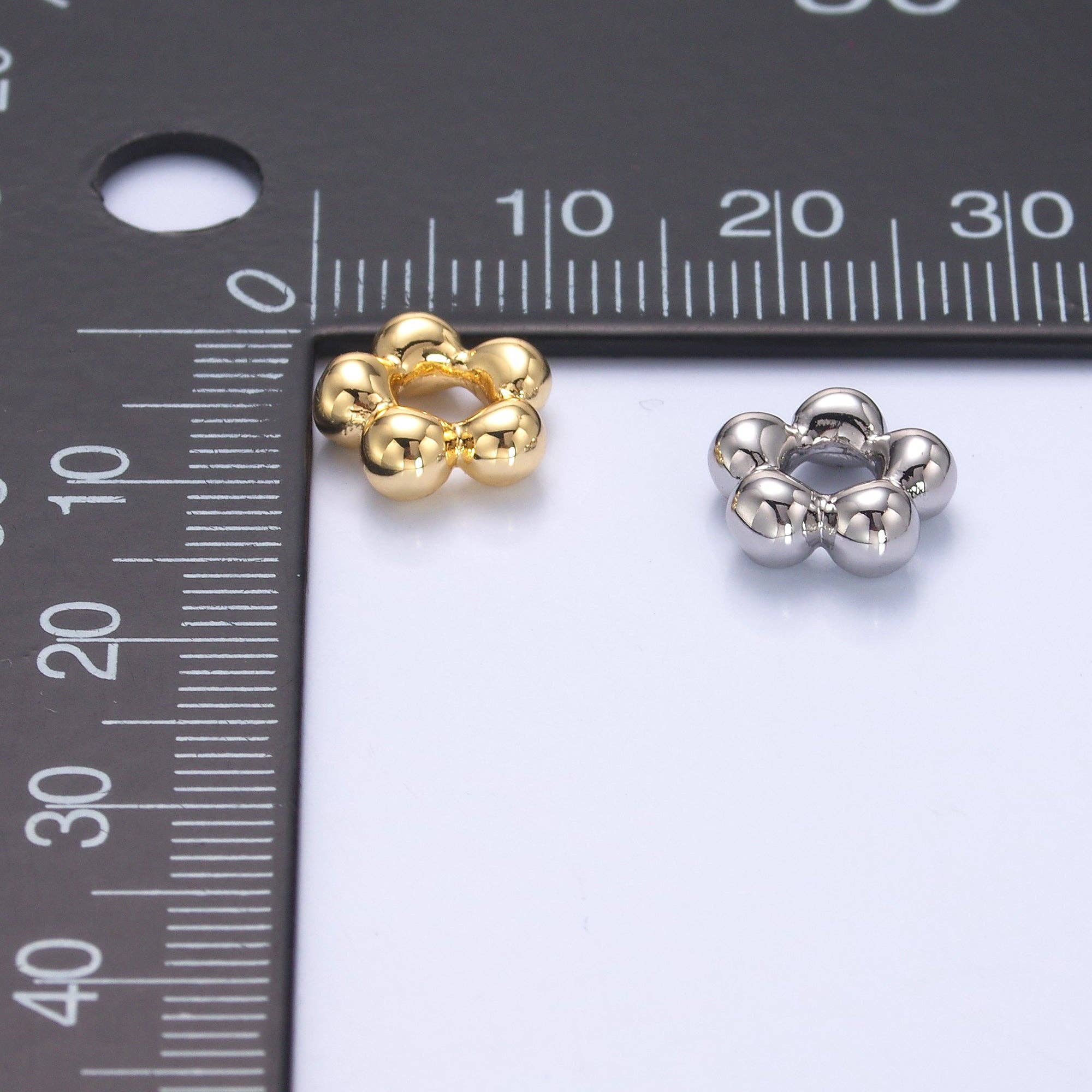 24K Gold Filled Minimalist Round Rhondelle Bead in Gold & Silver | B642: Gold