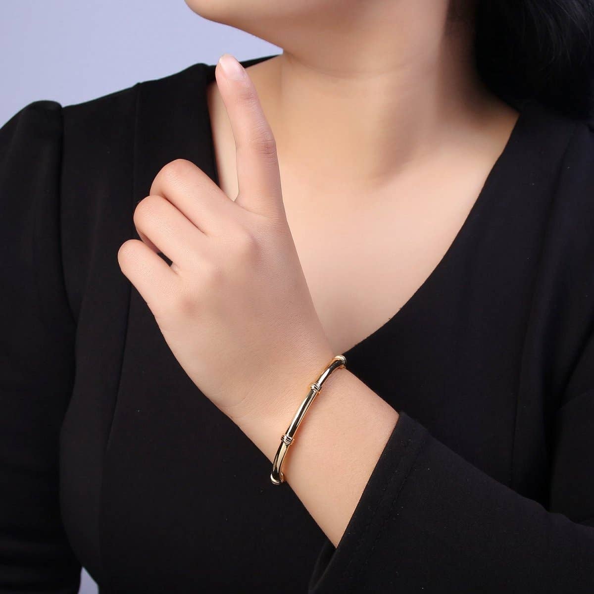 24K Gold Filled Knot Bangle Bracelet, Minimalist Small Knots Stacking Cuff Bracelet | WA-661 Clearance Pricing