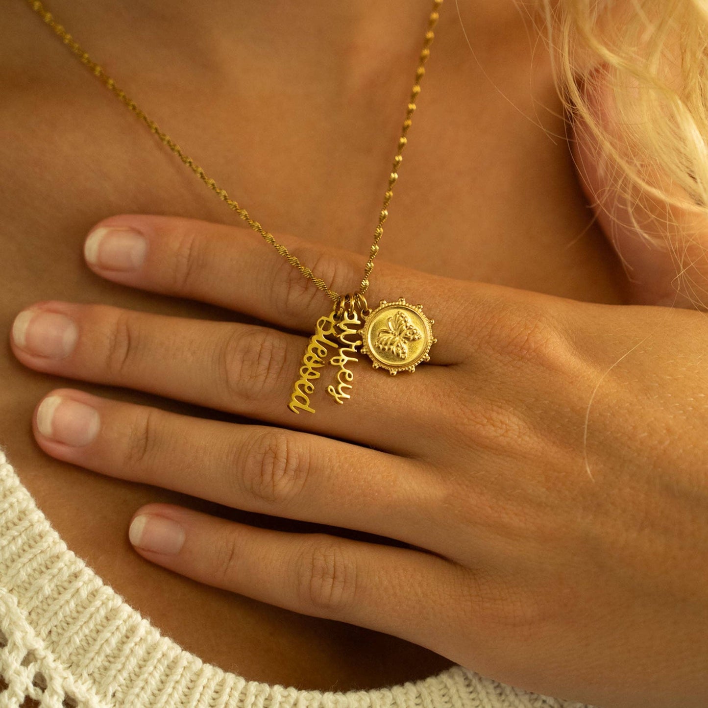 18K Gold PVD Stainless Steel Blessed Charm: Gold