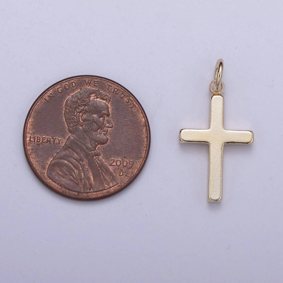 Gold Filled cross pendant, Simple Cross Charm, DIY Religion Jewelry Making Findings N-359