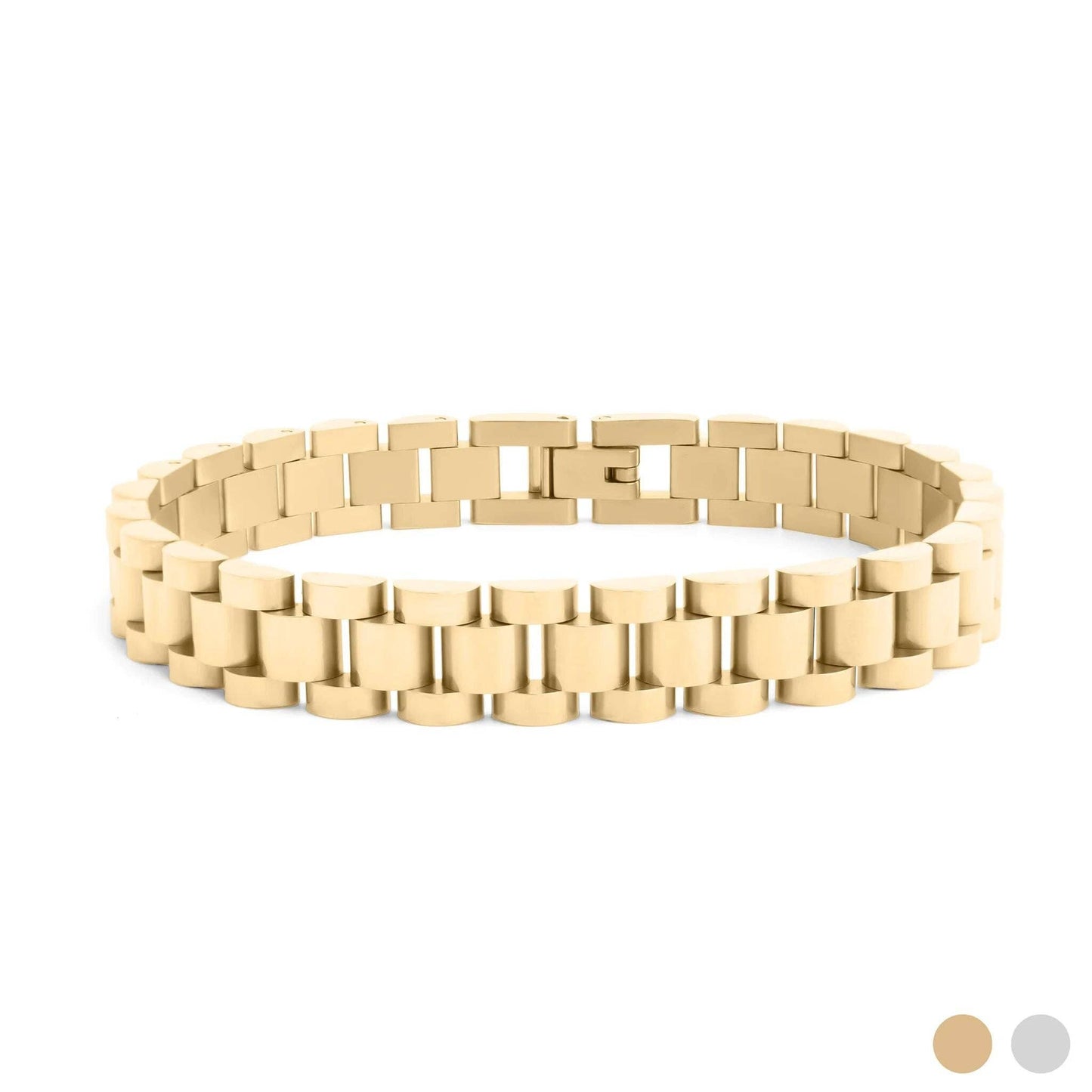 18K Gold Stainless Steel Watch Band Bracelet: Gold