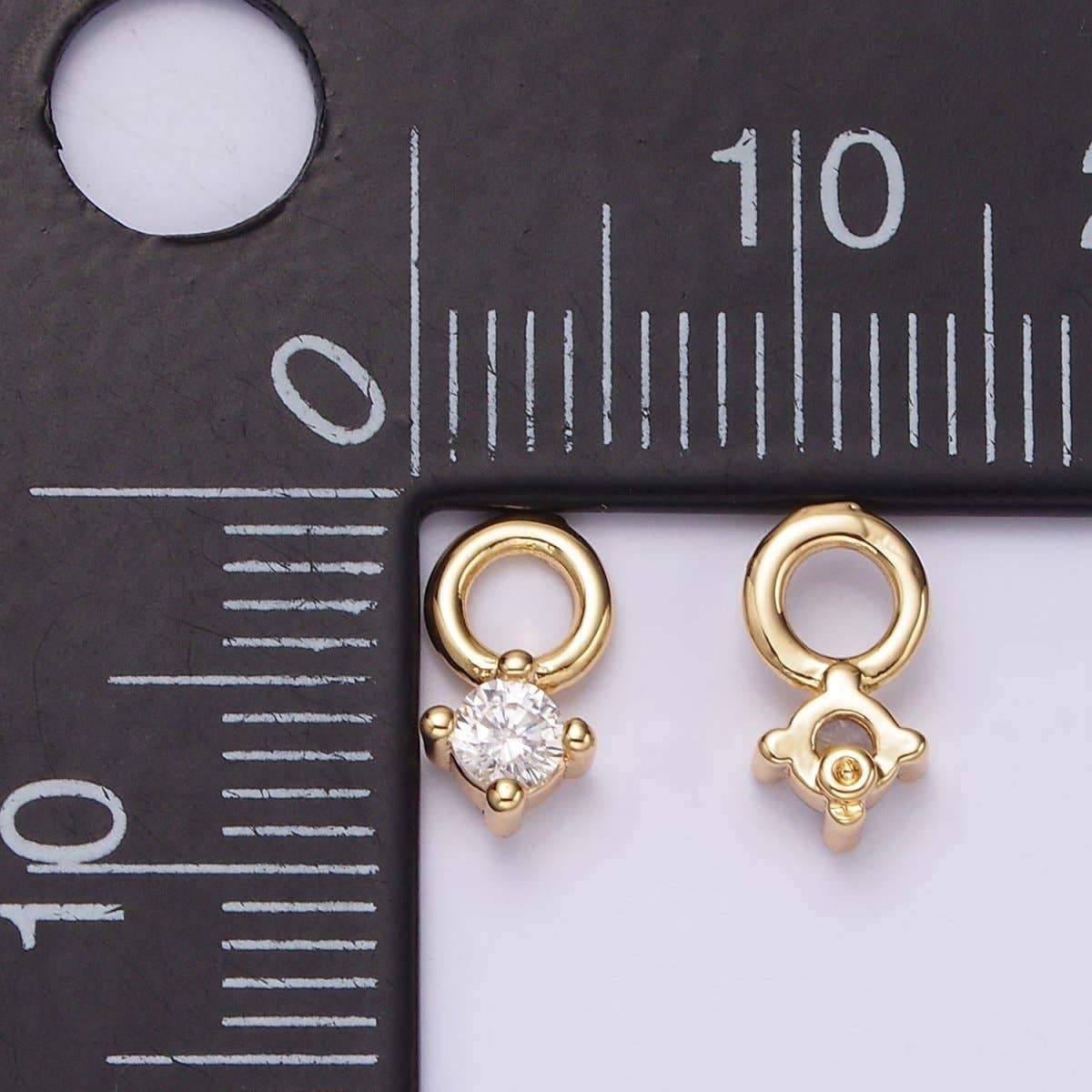 14K Gold Filled 5mm Clear CZ Round Mini Add-On Charm | AG529