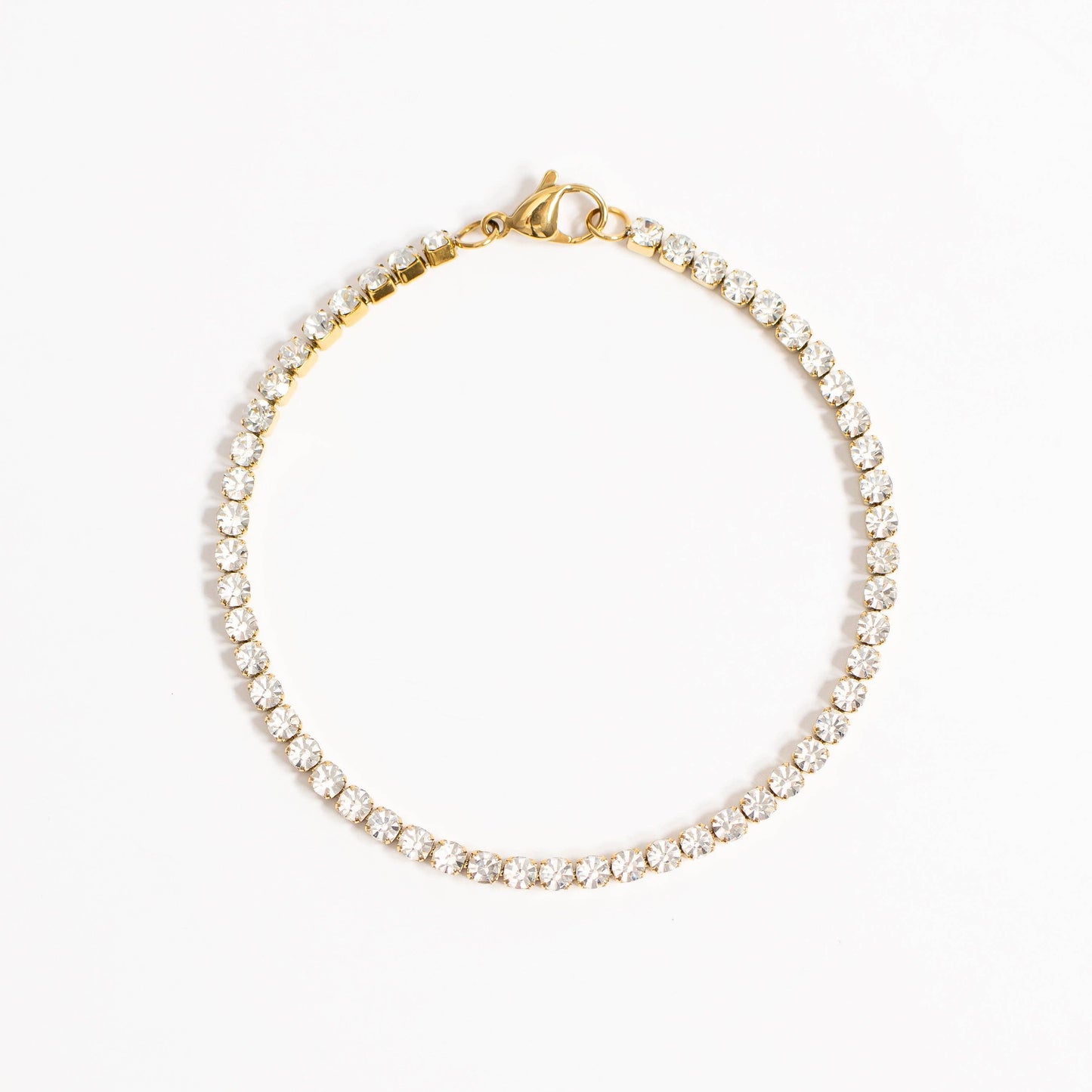 18K Gold PVD CZ Stone Tennis Bracelet: 6"