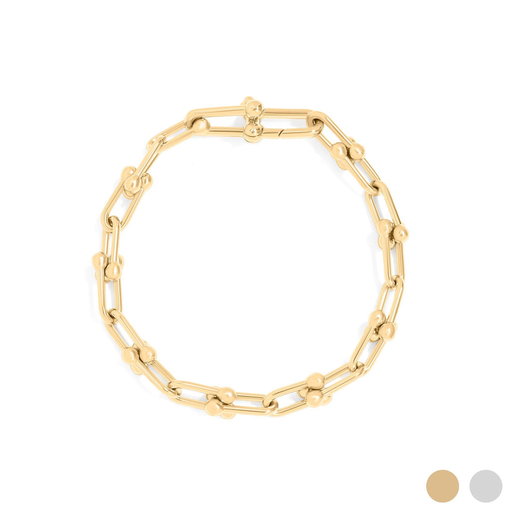 18K Gold PVD Stainless Steel Hardware Chain Bracelet: Gold