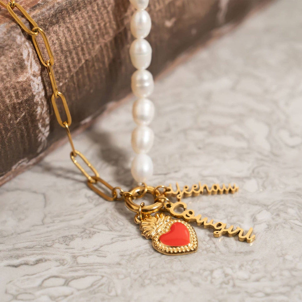 18K Gold Stainless Steel Cowgirl Charm: Gold