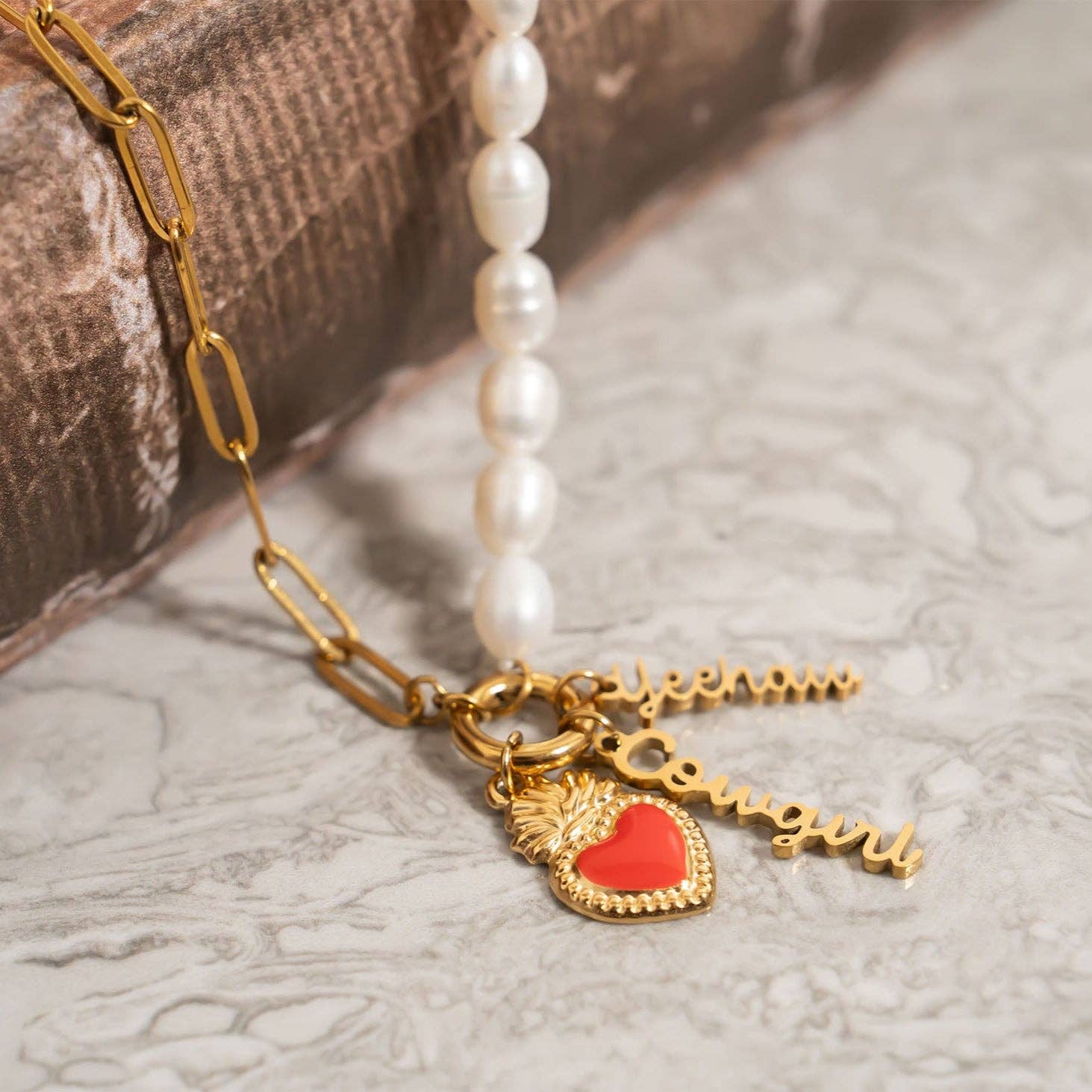 18K Gold Stainless Steel Cowgirl Charm: Gold