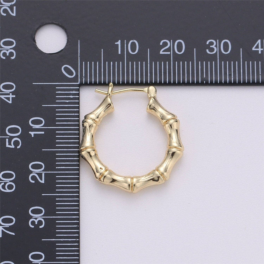 18k Gold Filled Bamboo Hoop Earrings K001