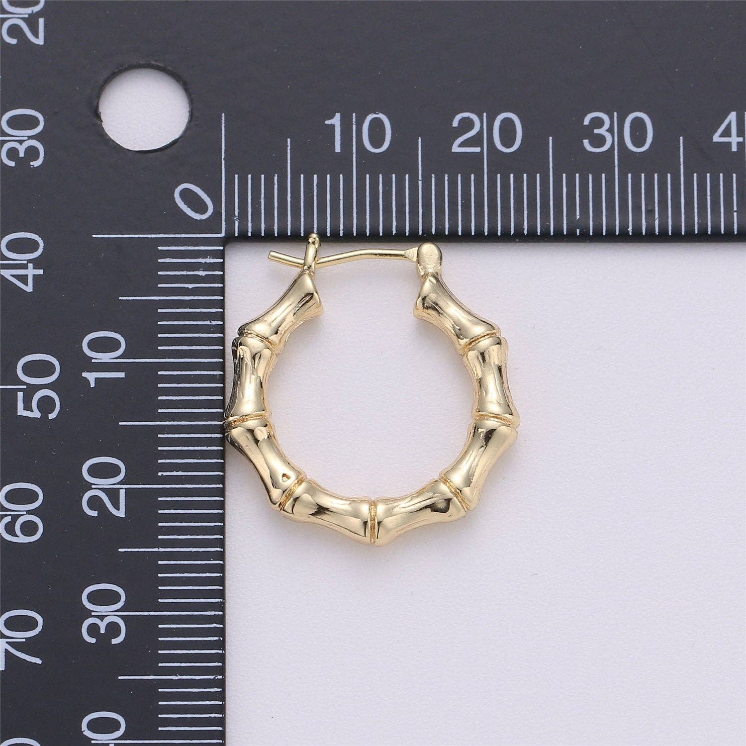 18k Gold Filled Bamboo Hoop Earrings K001