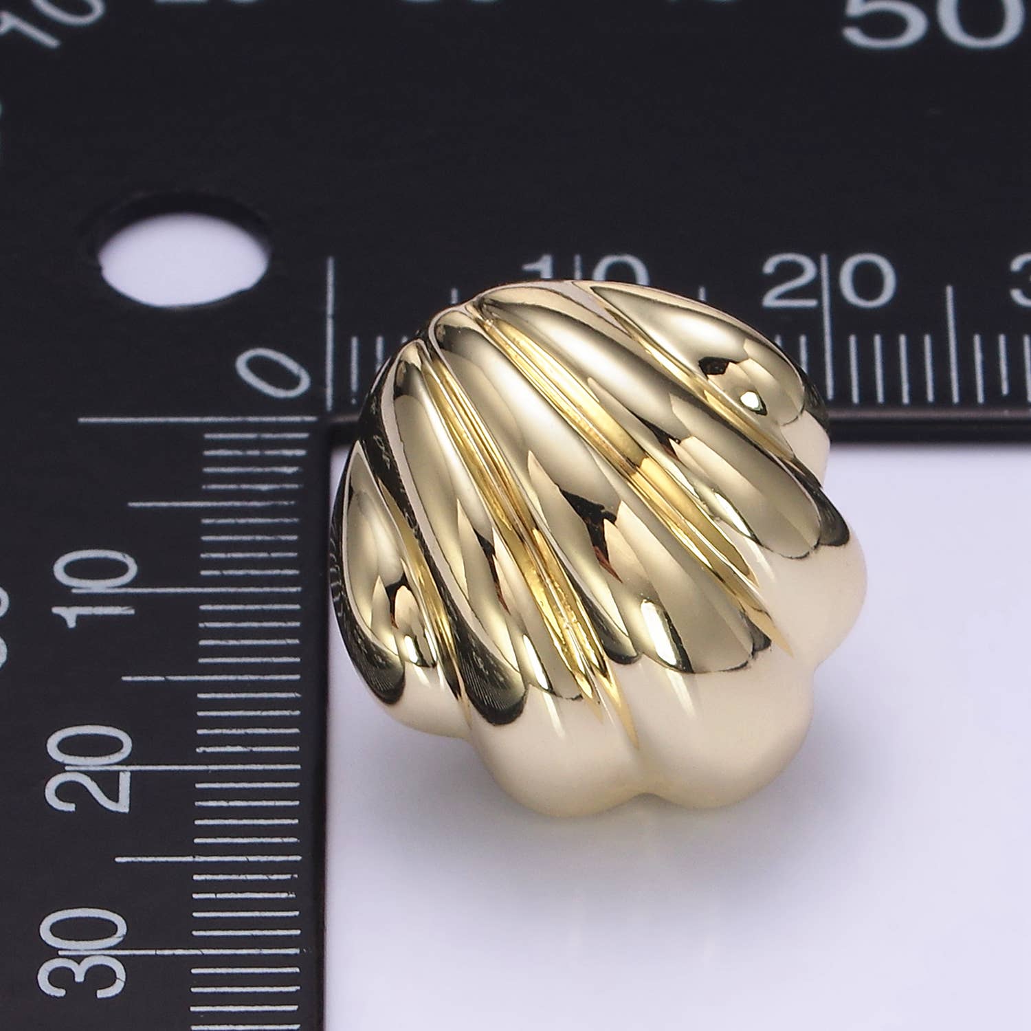 14K Gold Filled Lightweight Puffed Croissant Stud Earring