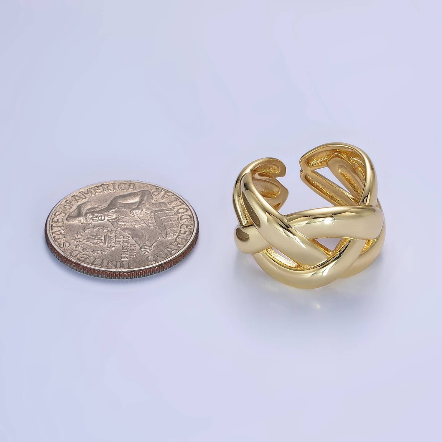 14K Gold Filled Multiple Band Fold Ring in Gold & Silver: Gold
