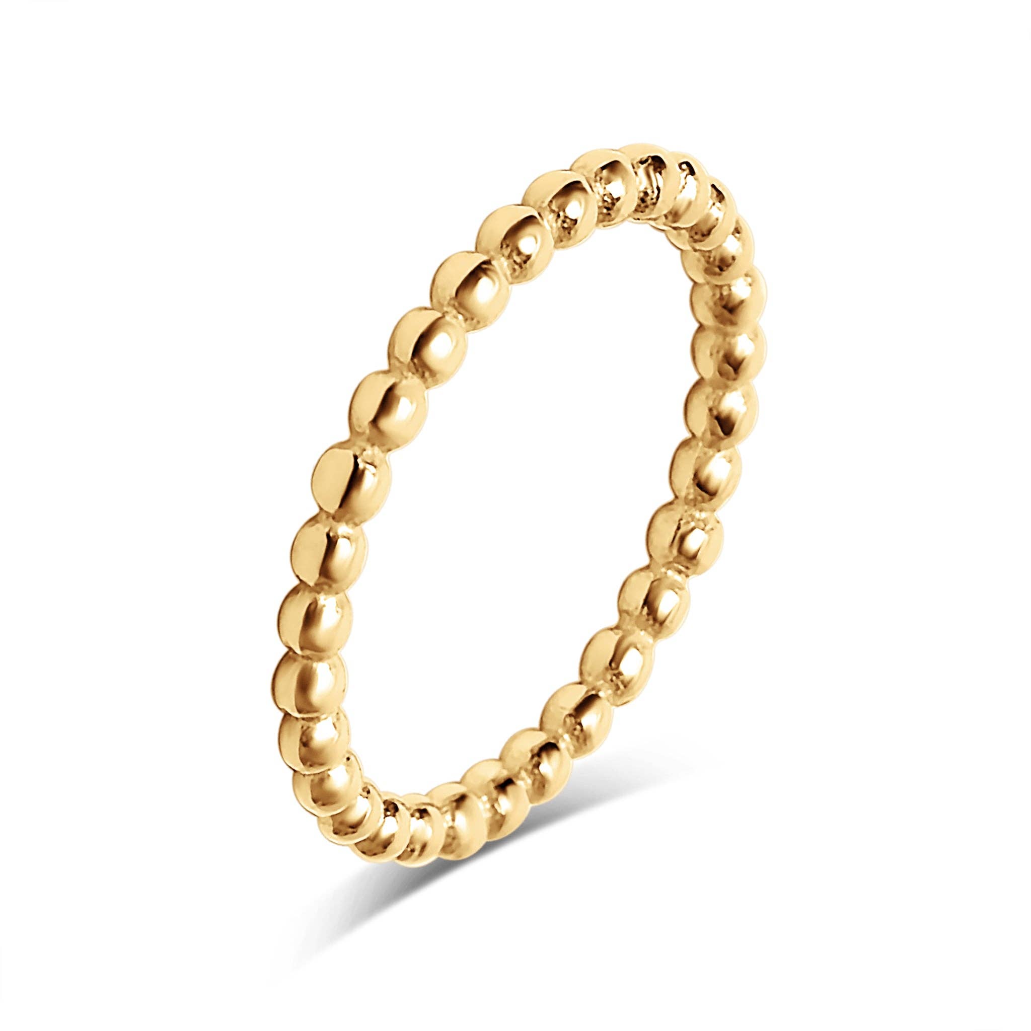 Stainless Steel Beaded Spacer Ring: Gold / 6