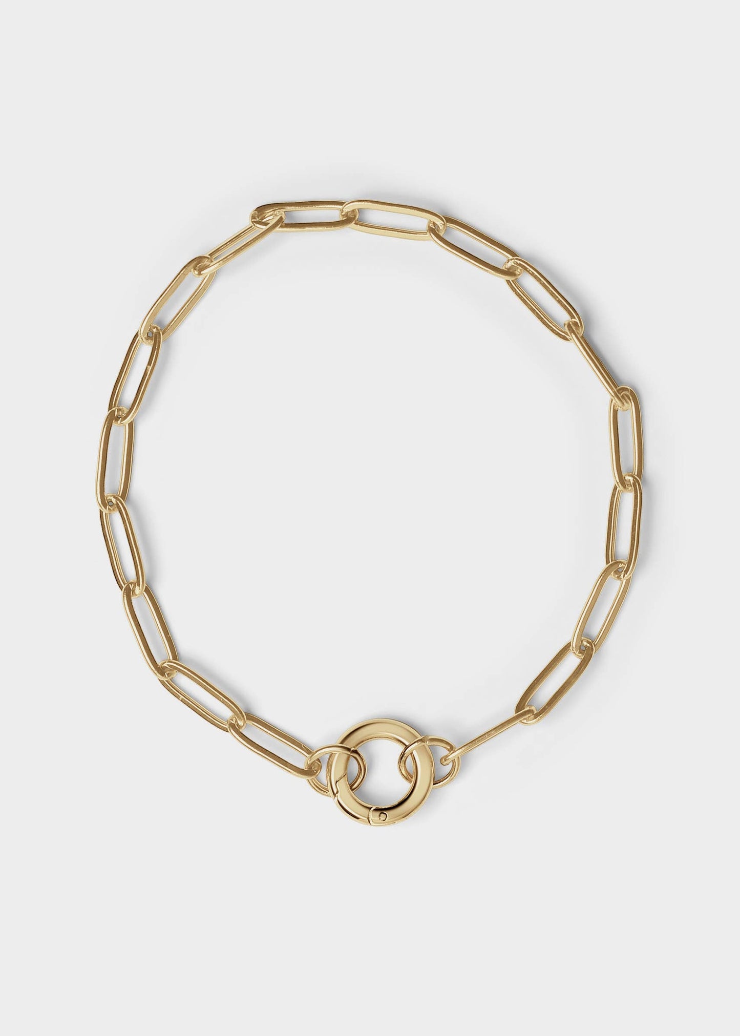 Stainless Steel Paperclip with Charm Keeper Chain Bracelet: Gold / 7.5"