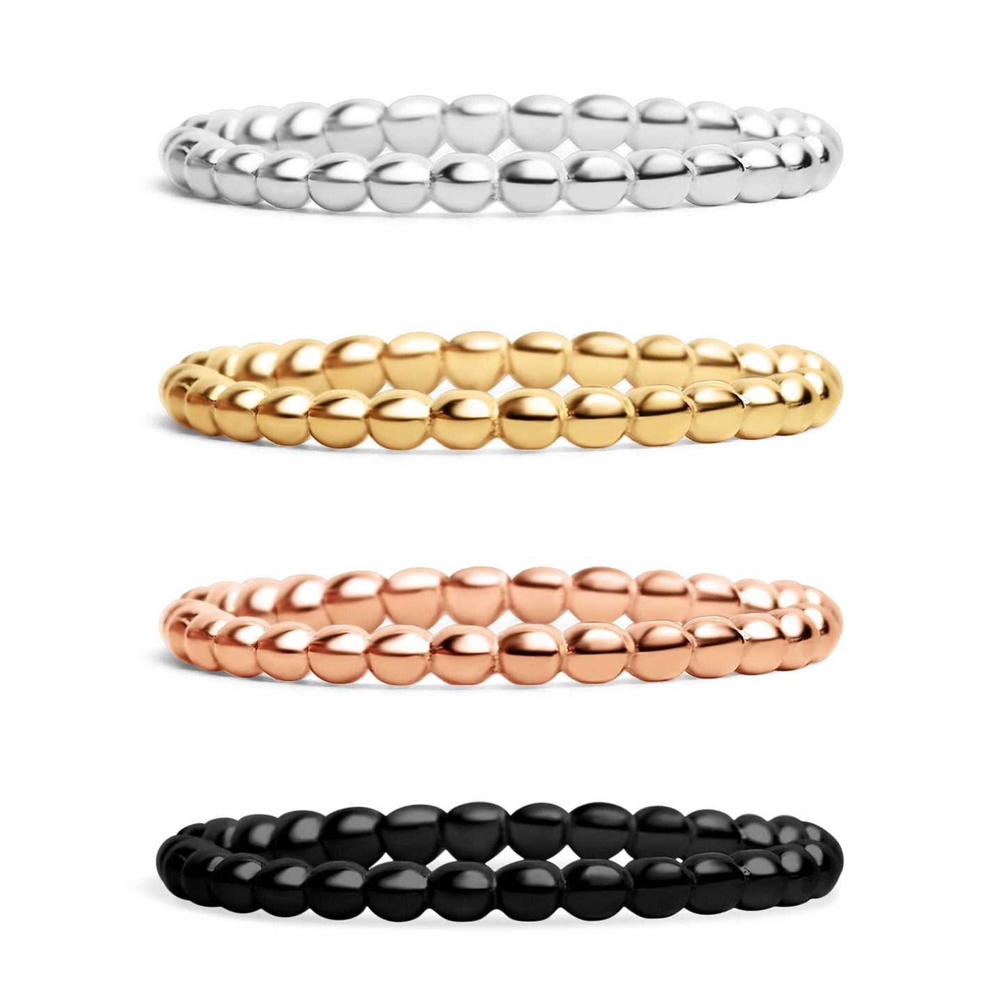 Stainless Steel Beaded Spacer Ring: Gold / 6