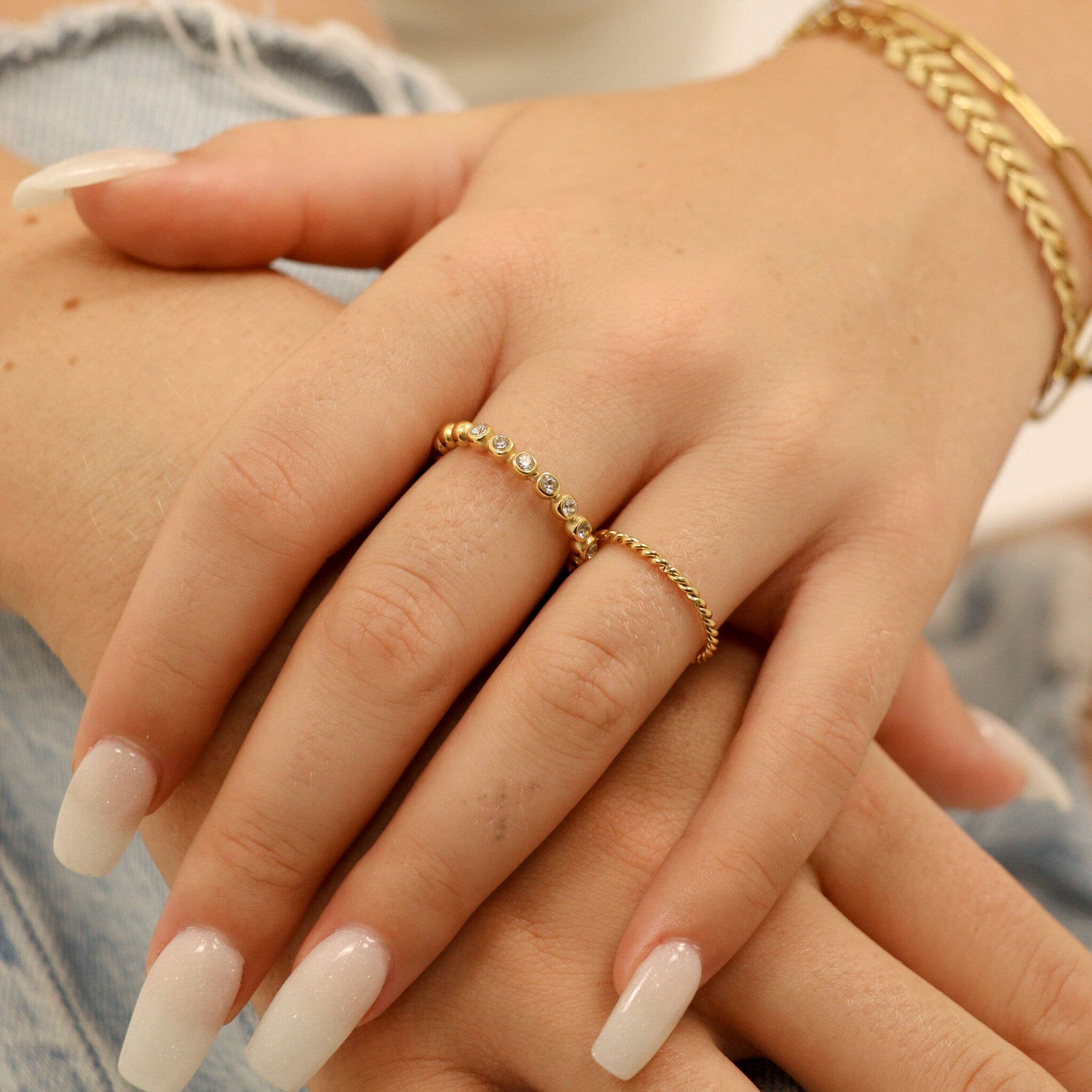 Stainless Steel Braided Stacking Ring - Hypoallergenic: Gold / 6