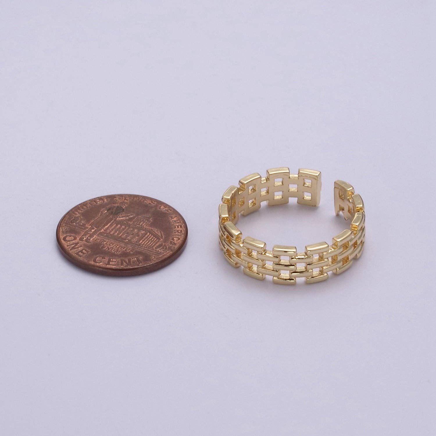 Gold Filled Panther Link Ring Open Adjustable Jewelry for St