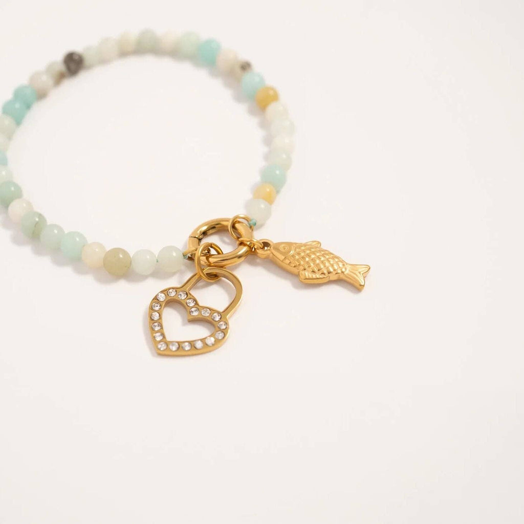 18K Gold PVD Stainless Steel Fish Charm: Gold