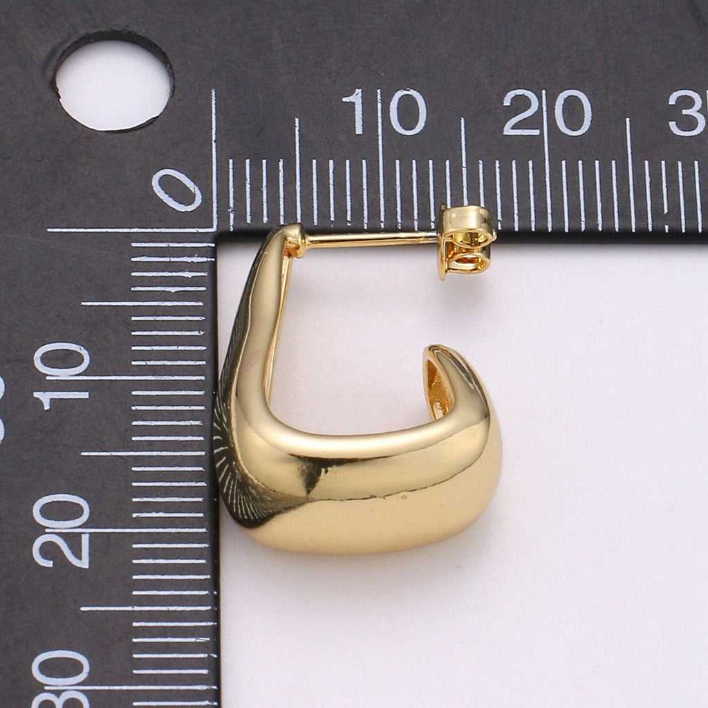 14k Gold Filled Thick Chunky  L Shaped gold hoops Earrings