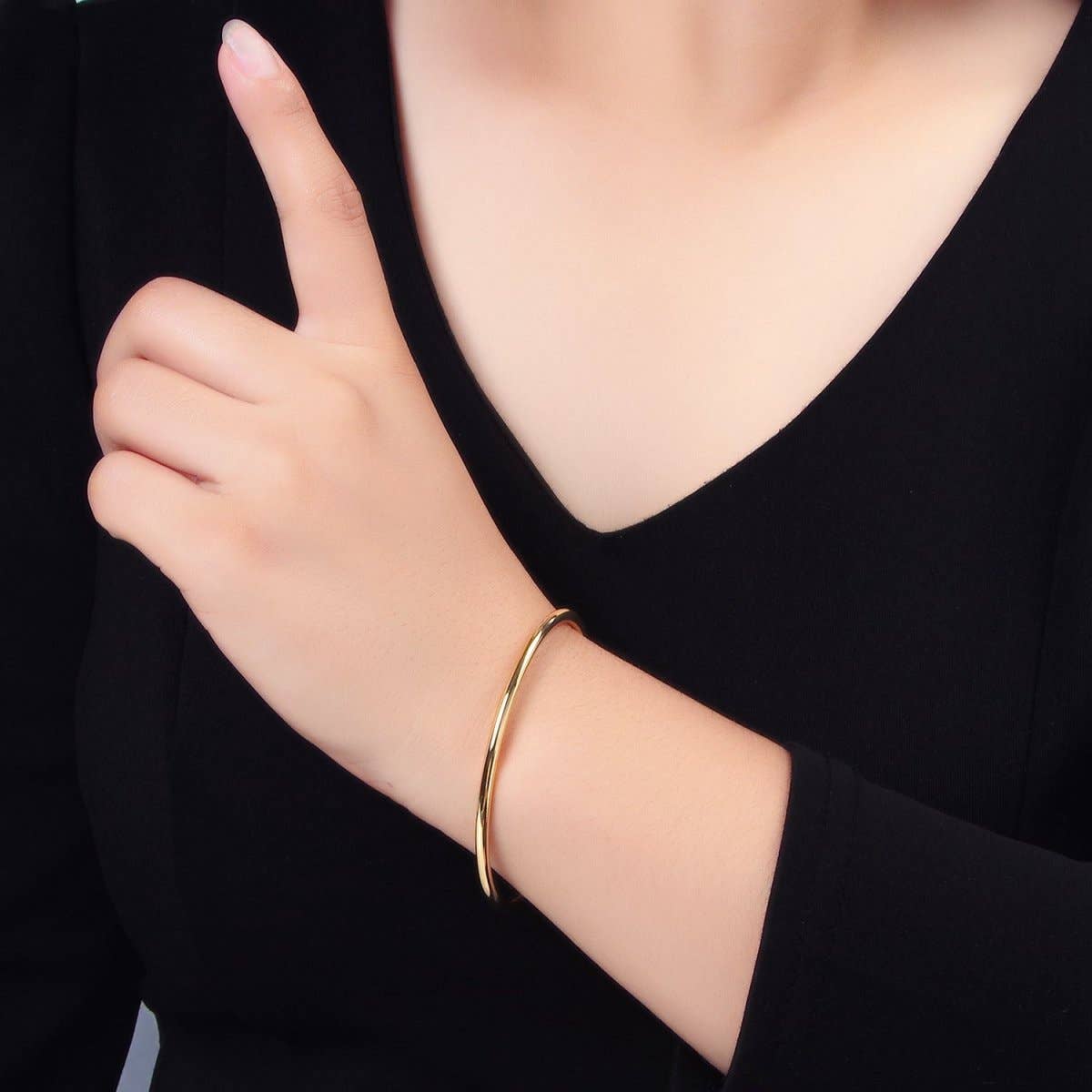 24K Gold Filled Minimalist Band Cuff Bangle Bracelet | WA-2632