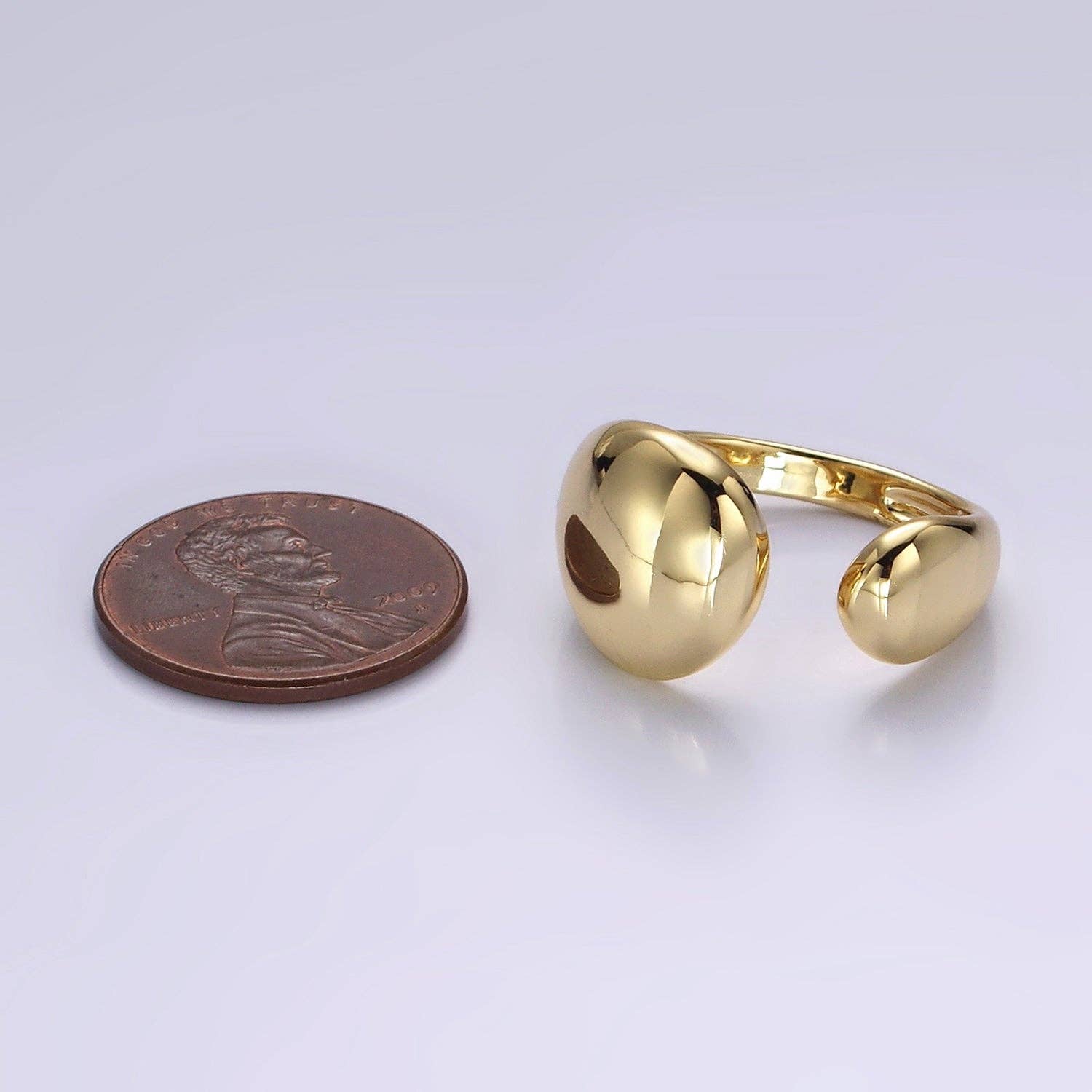 14K Gold Filled Rounded Flat Bar Minimalist Wrap Claw Ring | O579
