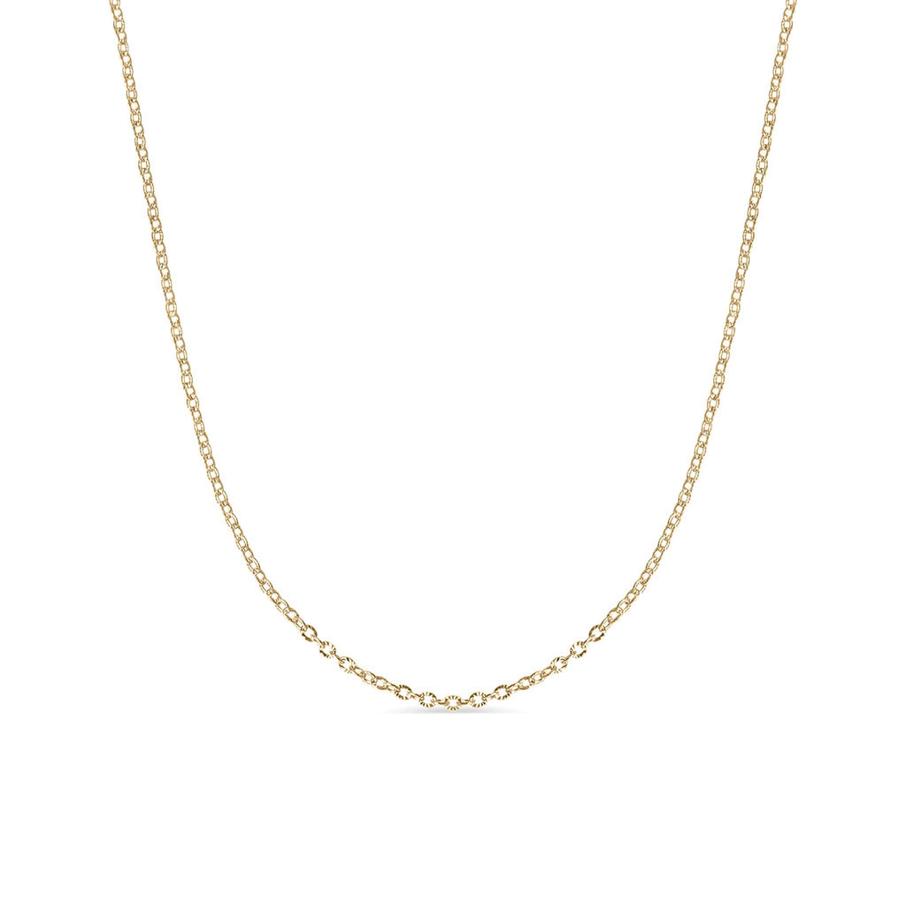 Stainless Steel Crimped Oval Chain Necklace: Gold / 16+2"