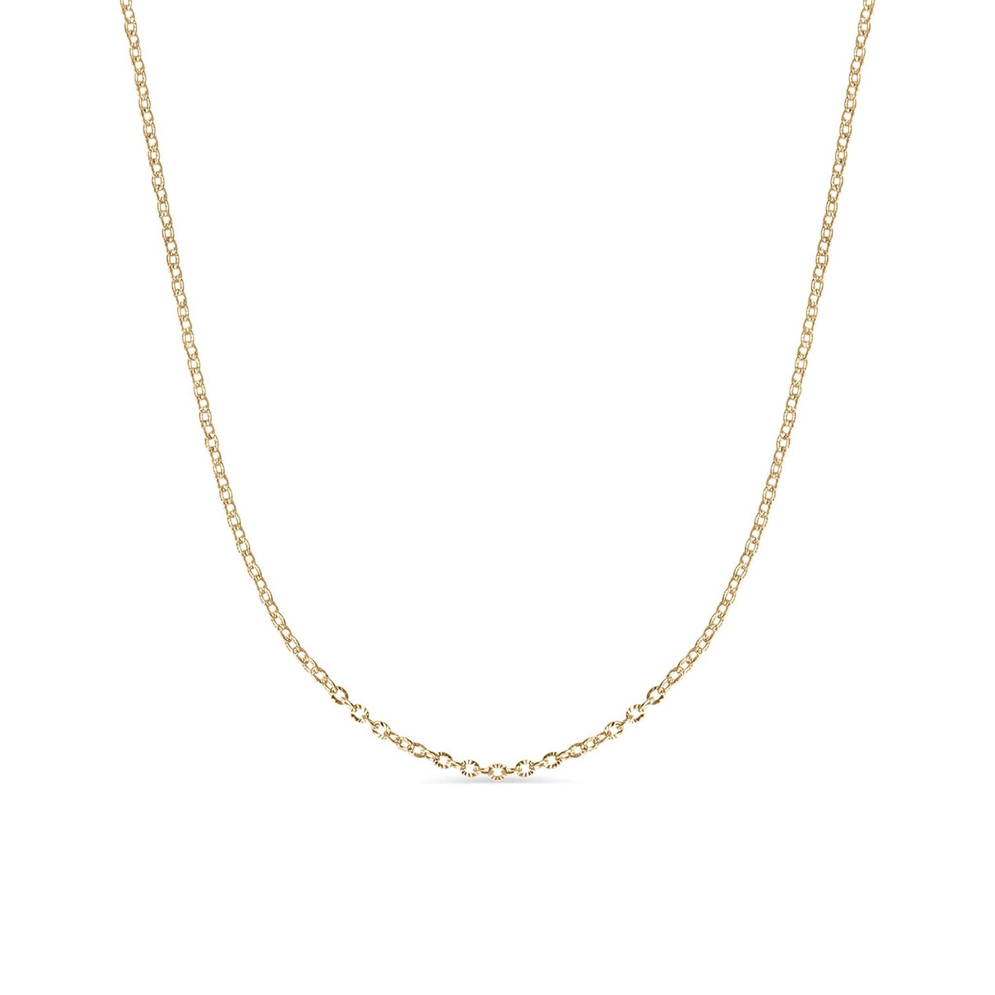 Stainless Steel Crimped Oval Chain Necklace: Gold / 16+2"