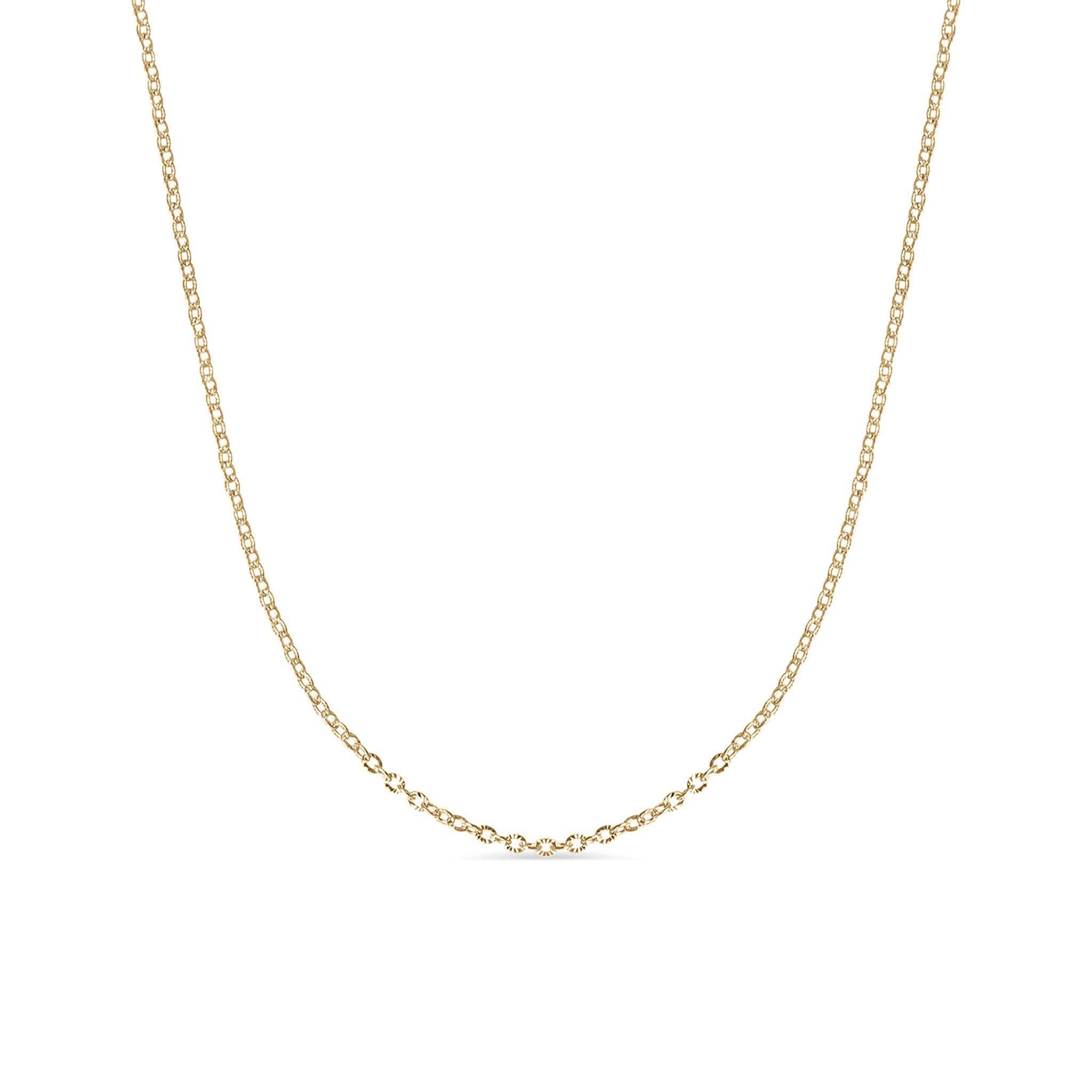 Stainless Steel Crimped Oval Chain Necklace: Gold / 16+2"