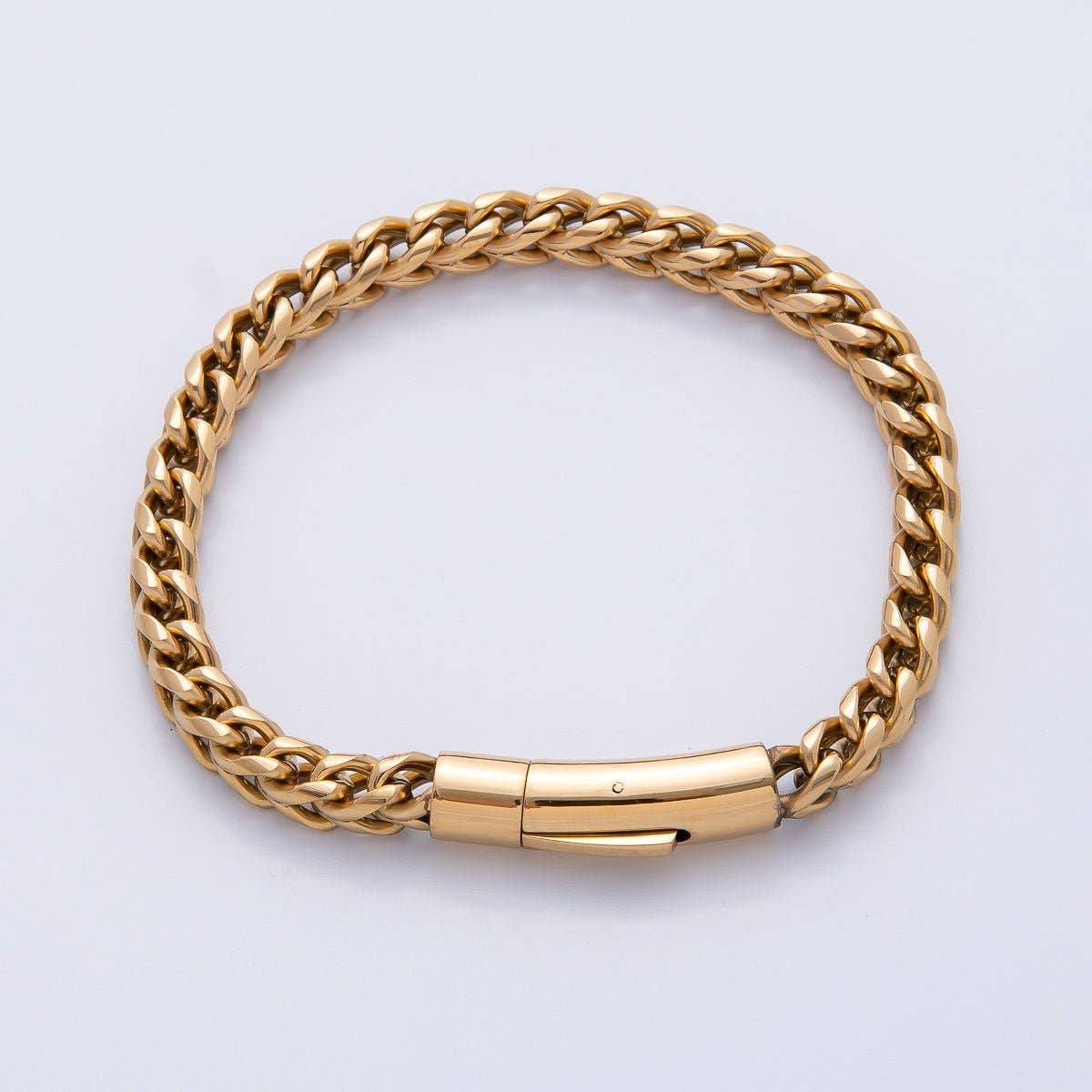 Gold Stainless Steel 6mm Classic Thick Curb Chain 6 Inch Bracelet | WA-3795