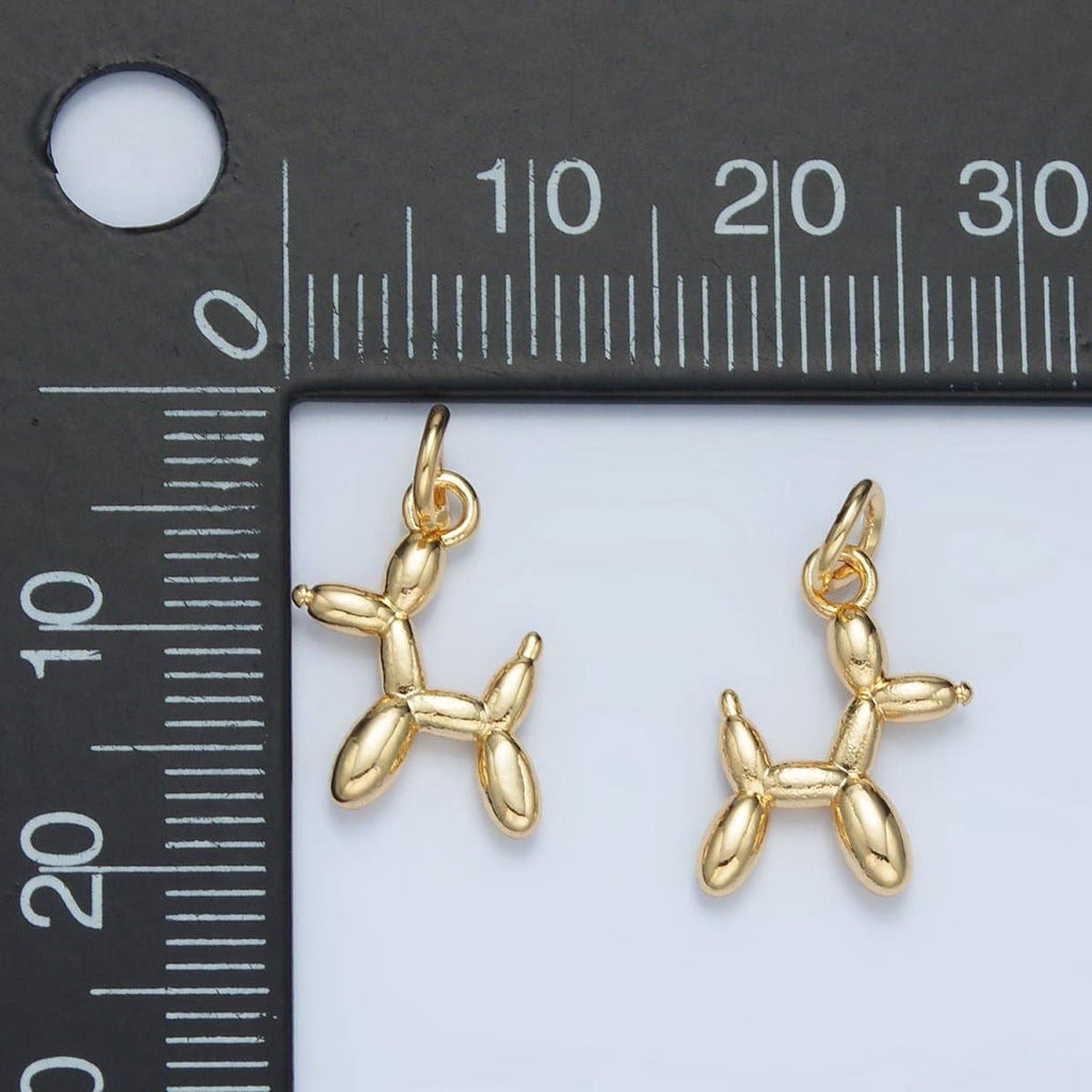 24K Gold Filled Balloon Dog Animal Multidimensional Mini Charm | E742