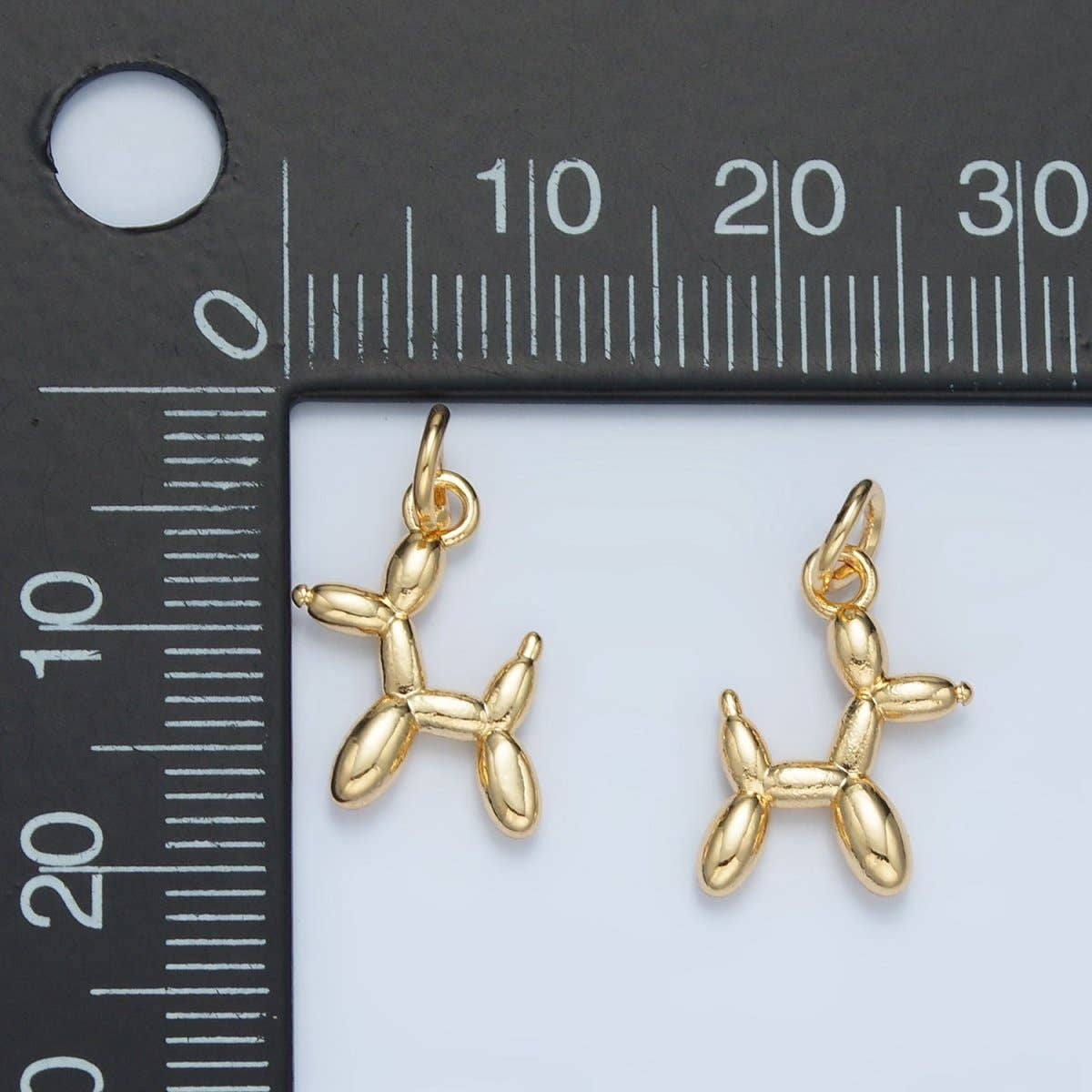 24K Gold Filled Balloon Dog Animal Multidimensional Mini Charm | E742