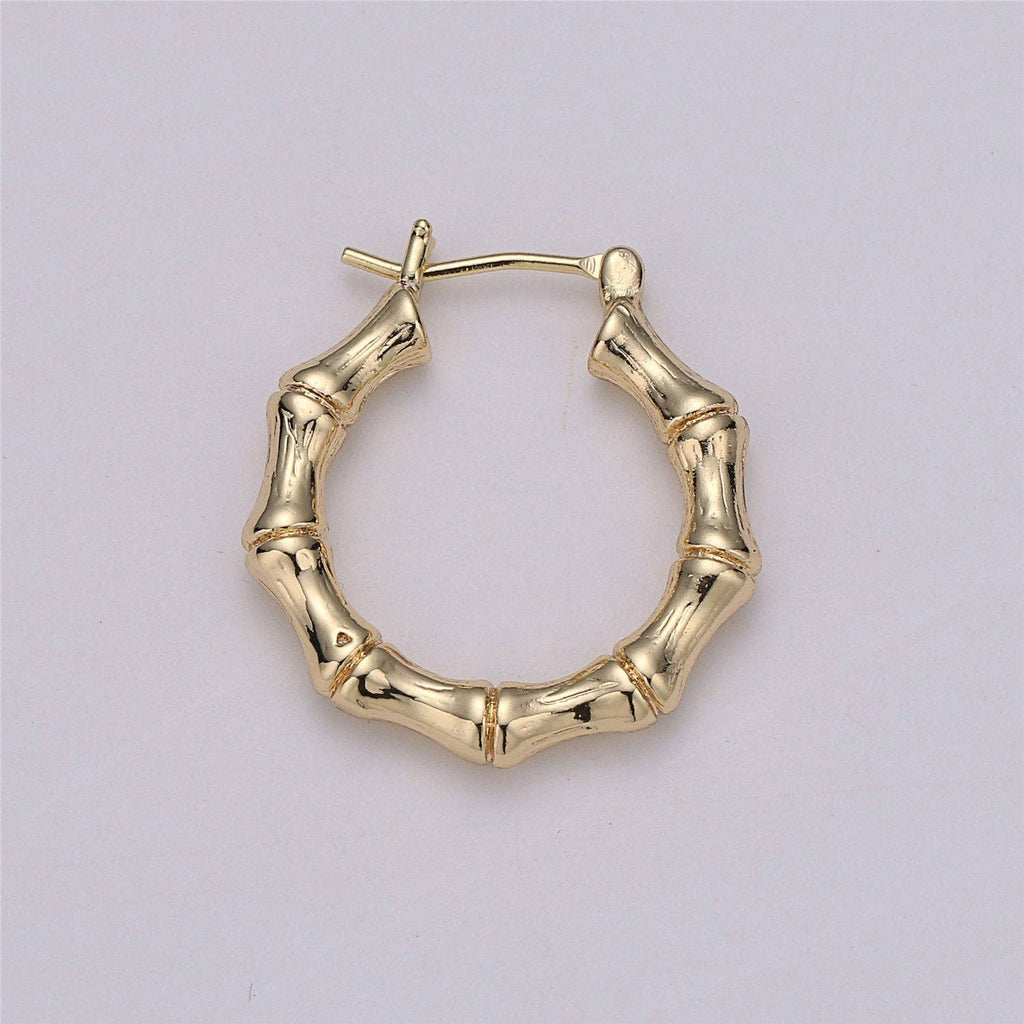 18k Gold Filled Bamboo Hoop Earrings K001