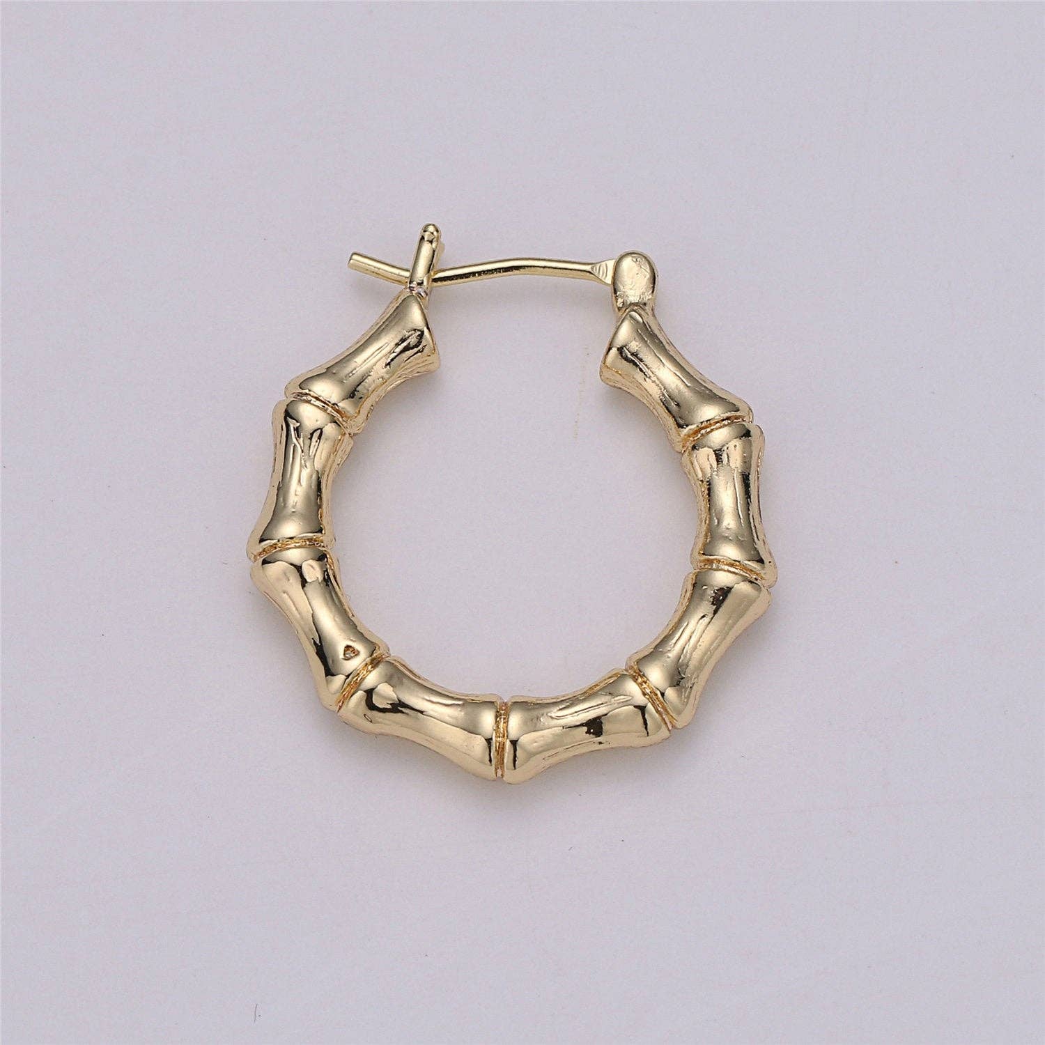 18k Gold Filled Bamboo Hoop Earrings K001