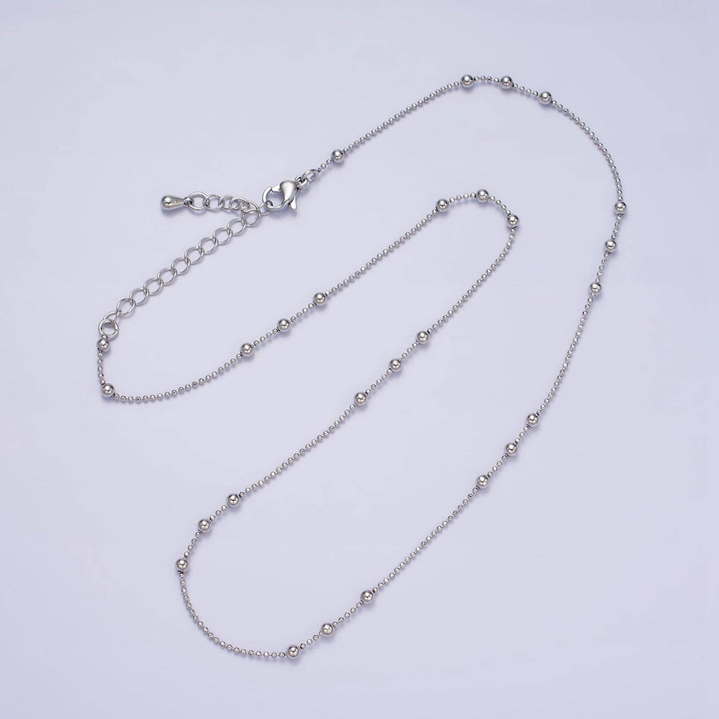 15.7" Gold Filled Beaded Satellite Chain Layering Necklace: Gold