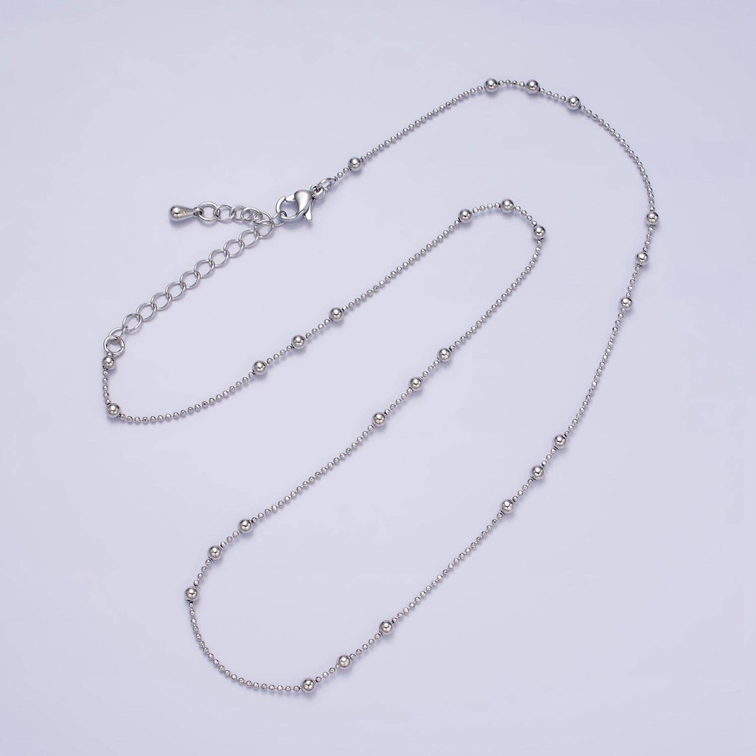 15.7" Gold Filled Beaded Satellite Chain Layering Necklace: Gold