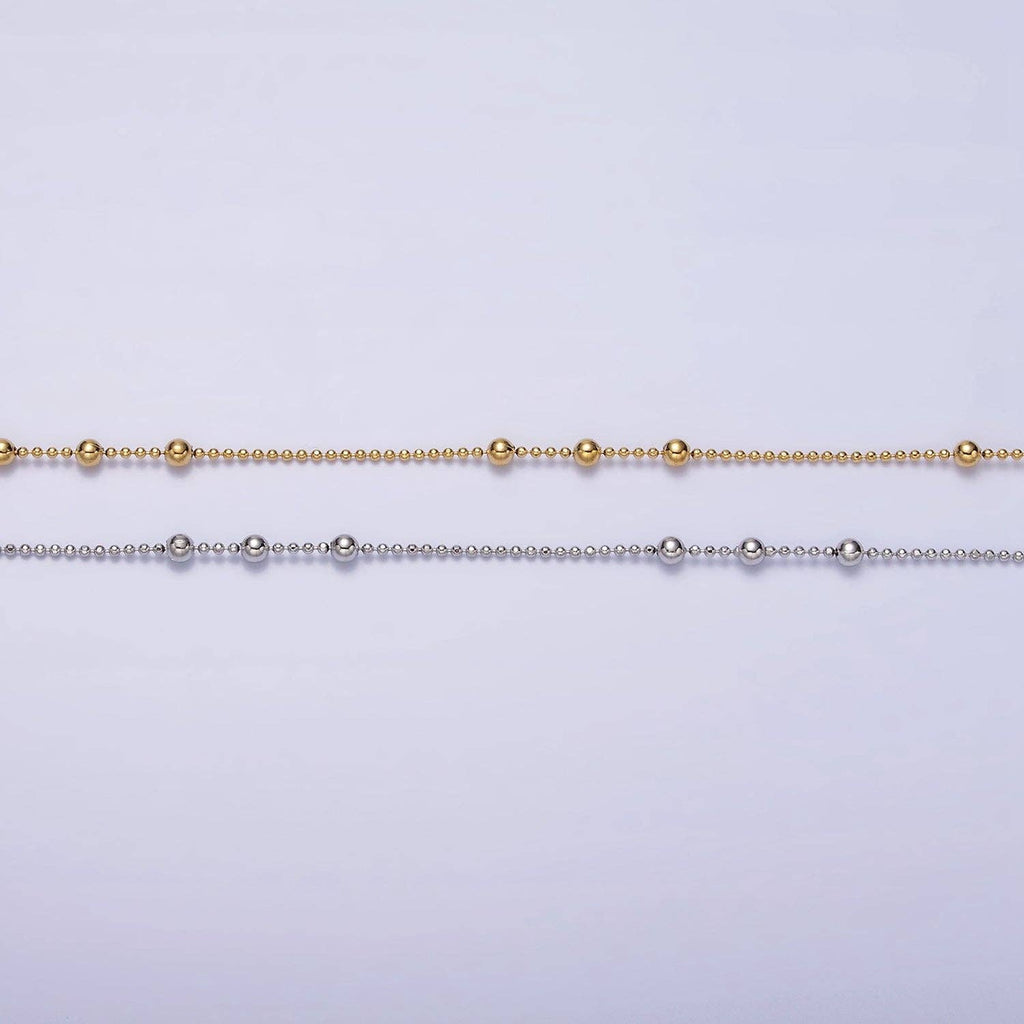 15.7" Gold Filled Beaded Satellite Chain Layering Necklace: Gold