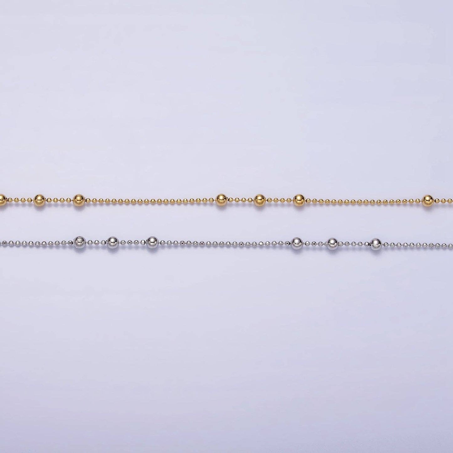 15.7" Gold Filled Beaded Satellite Chain Layering Necklace: Gold