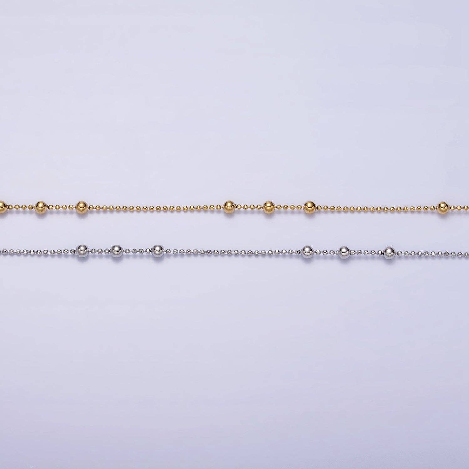 15.7" Gold Filled Beaded Satellite Chain Layering Necklace: Gold