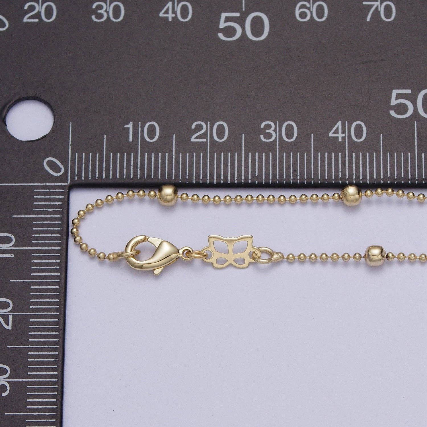 14K Gold 18 Inch Beaded 3mm Bead Chain Necklace with Lobster Clasps For Jewelry Making | WA-1169