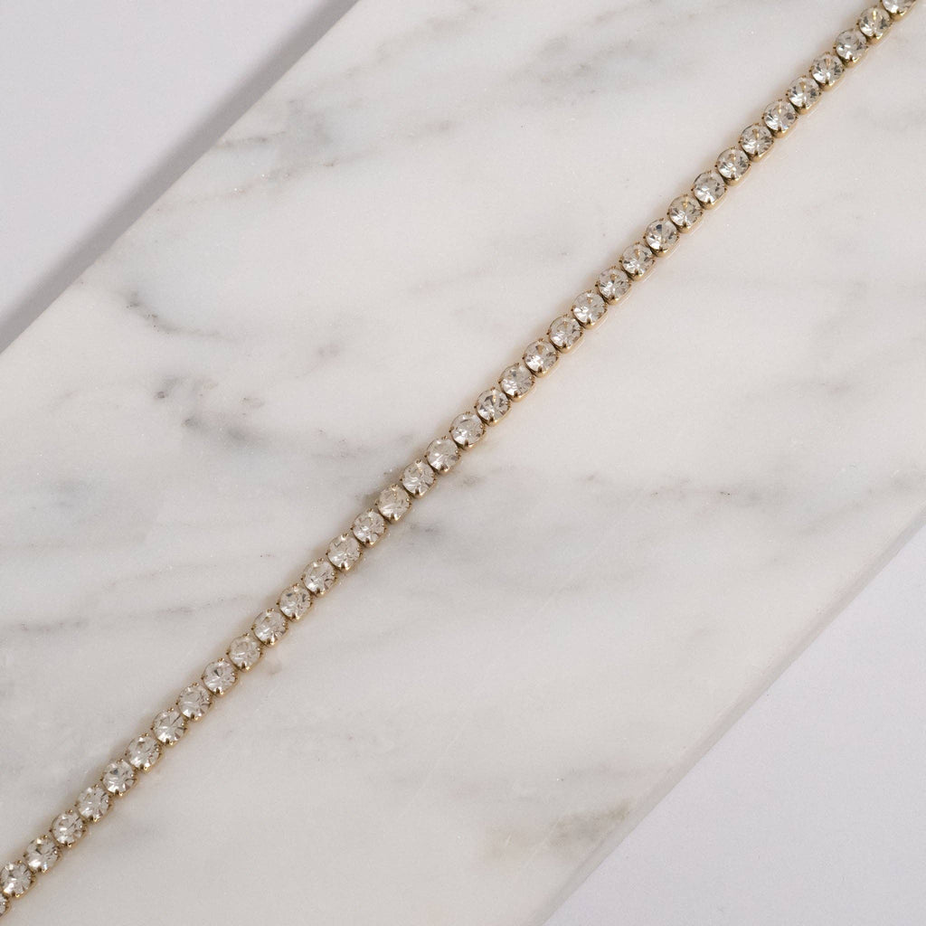 18K Gold PVD CZ Stone Tennis Bracelet: 6"