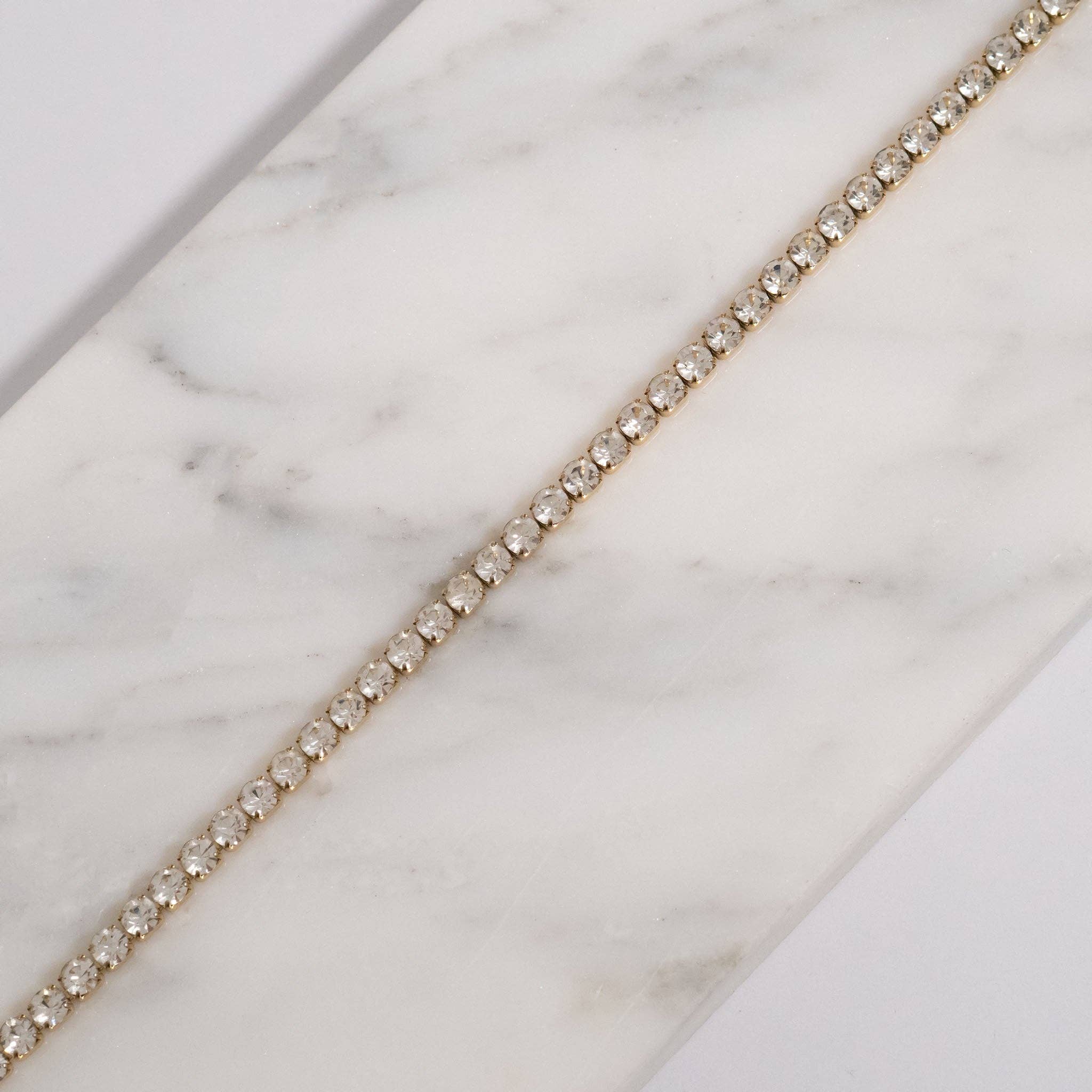 18K Gold PVD CZ Stone Tennis Bracelet: 6"