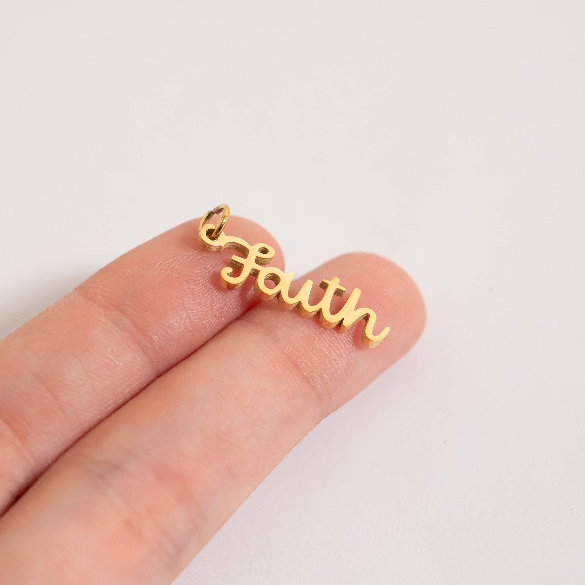 18K Gold PVD Stainless Steel Faith Charm: Gold
