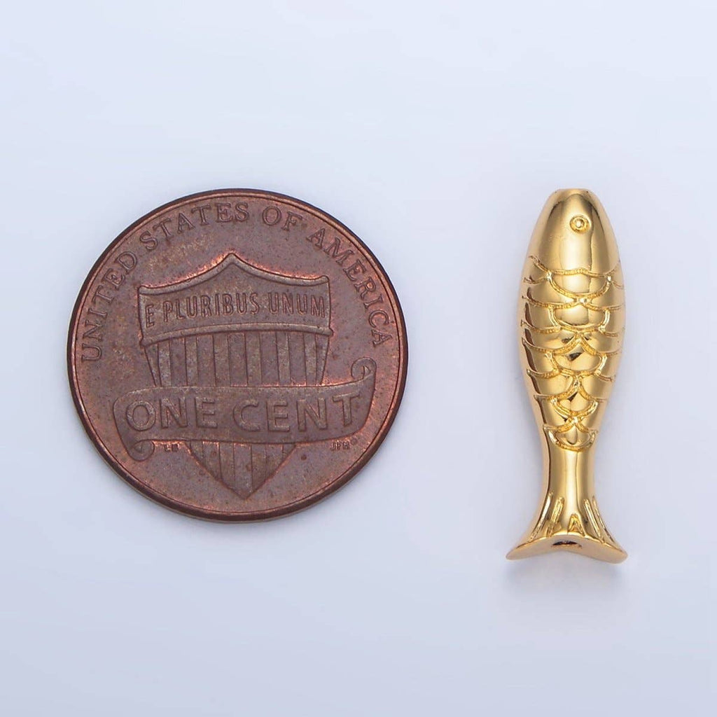 24K Gold Filled 6mm Minimalist Fish Sea Animal Bead | B515