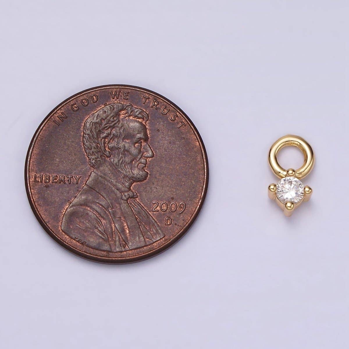 14K Gold Filled 5mm Clear CZ Round Mini Add-On Charm | AG529