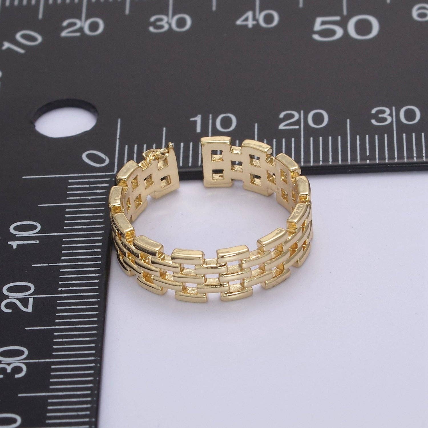 Gold Filled Panther Link Ring Open Adjustable Jewelry for St